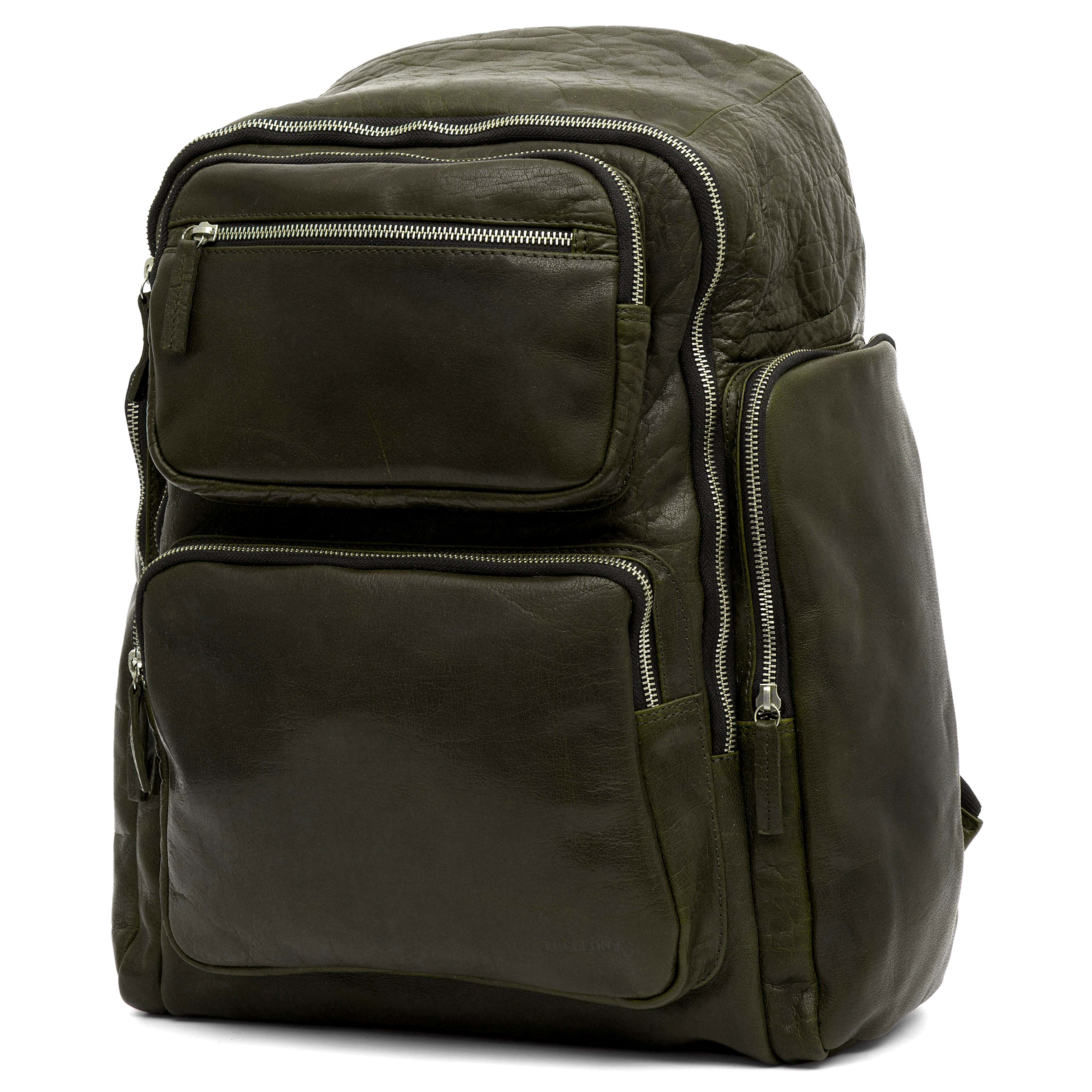 Montreal Olive Leather Backpack