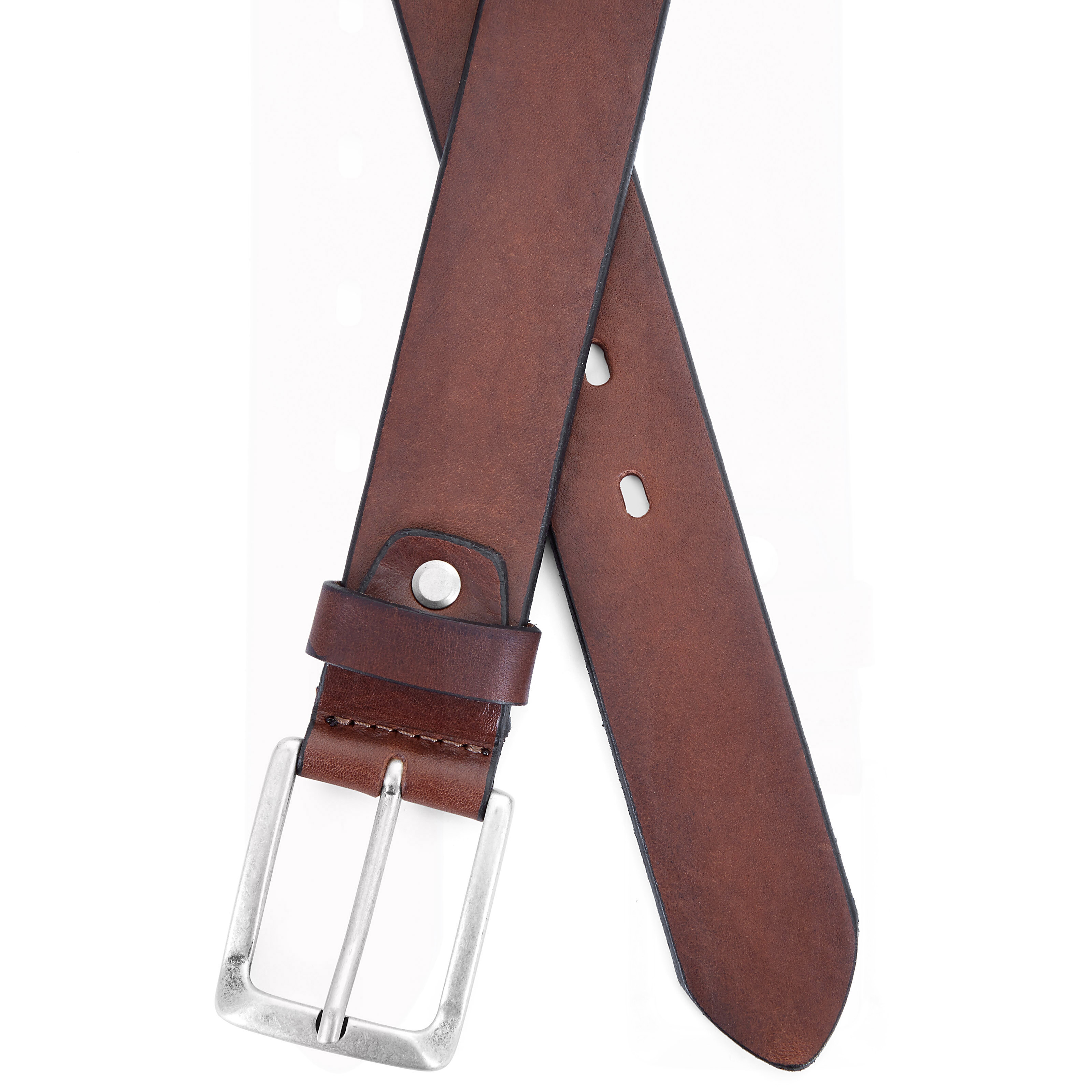 Poltettu kastanjanruskea nahkavyö - 3