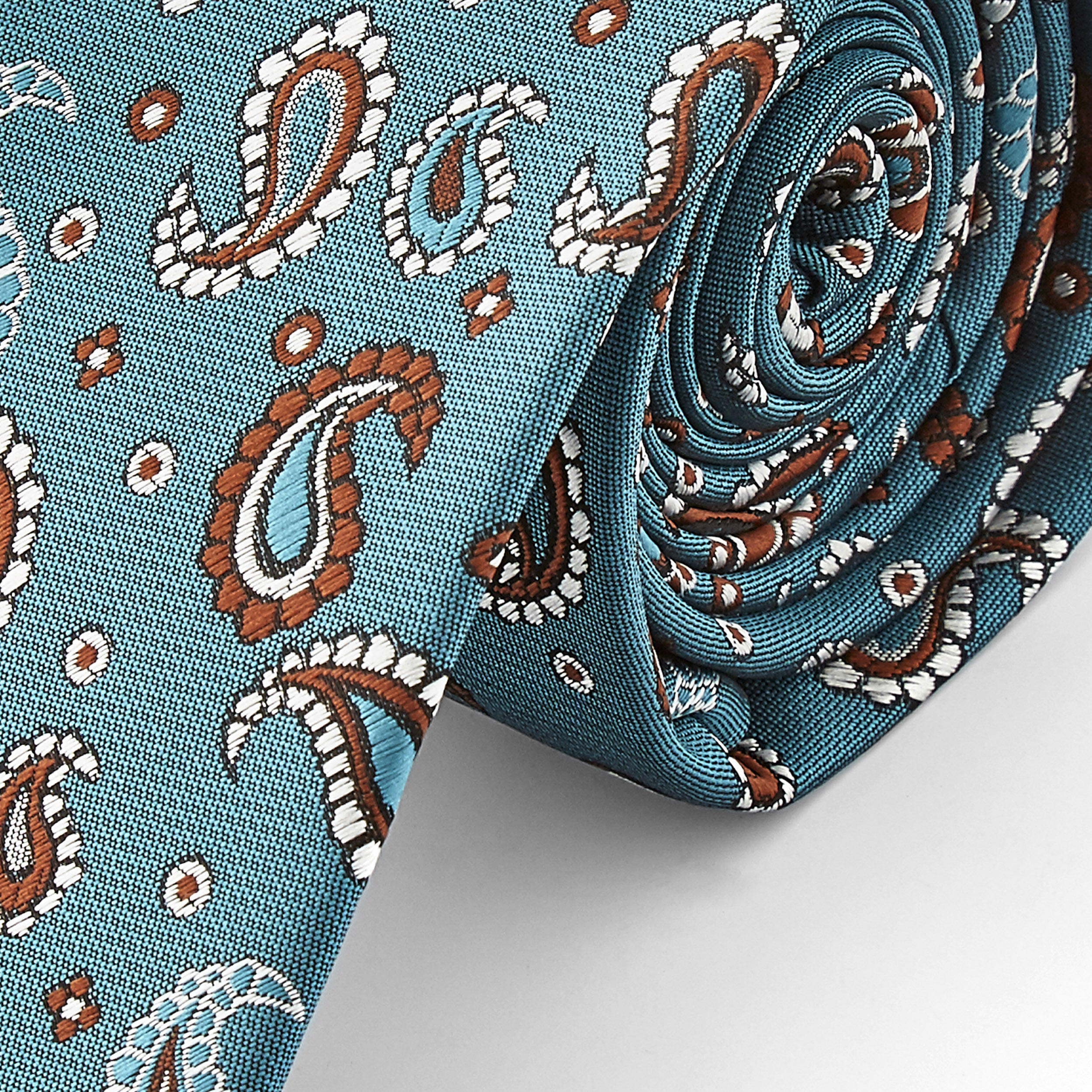 Light Turquoise Paisley Tie - 2