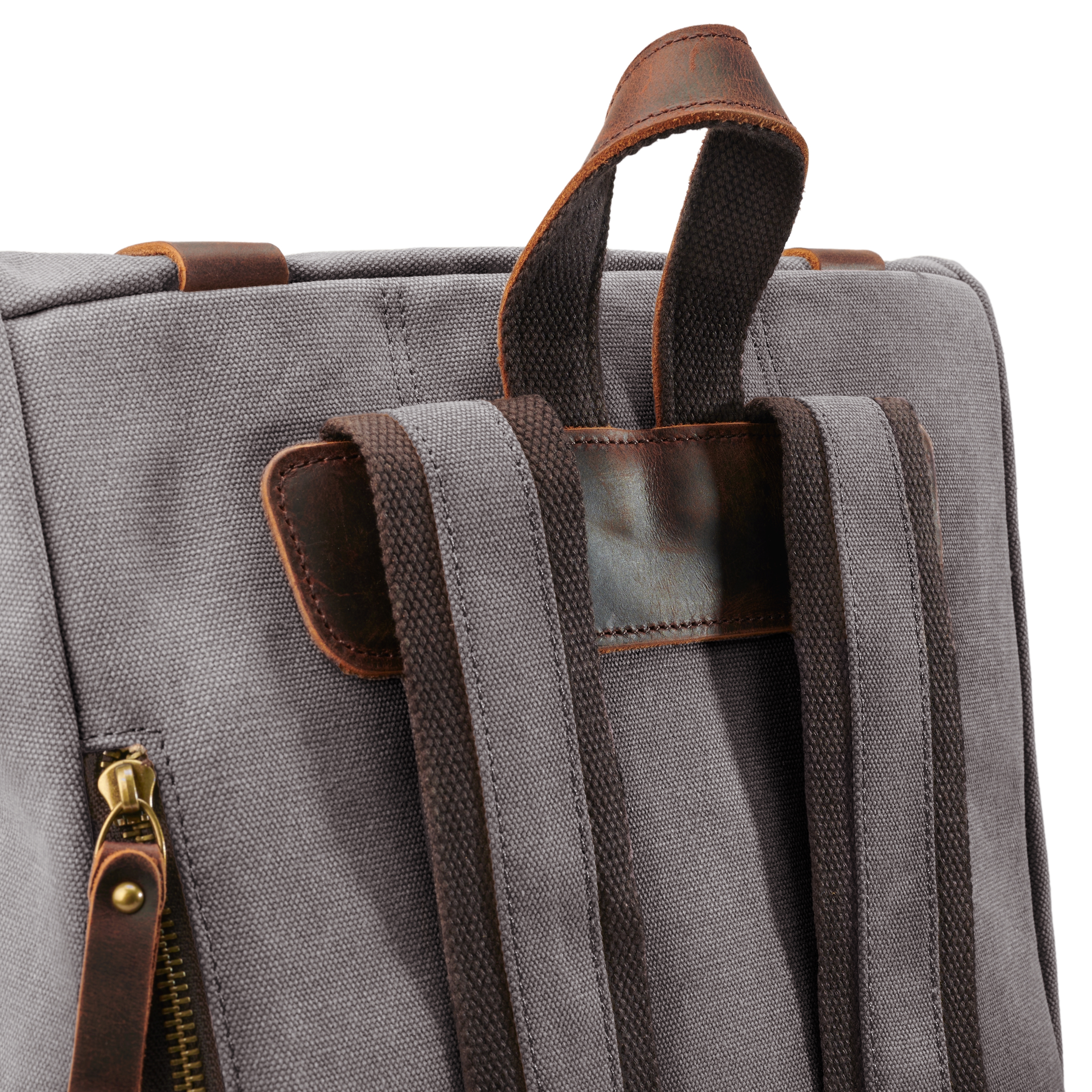 Rugged Vintage-Style Graphite Canvas & Leather Backpack - for Men - Delton Bags