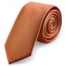 Cravatta skinny da 6 cm color cognac con motivo gros-grain