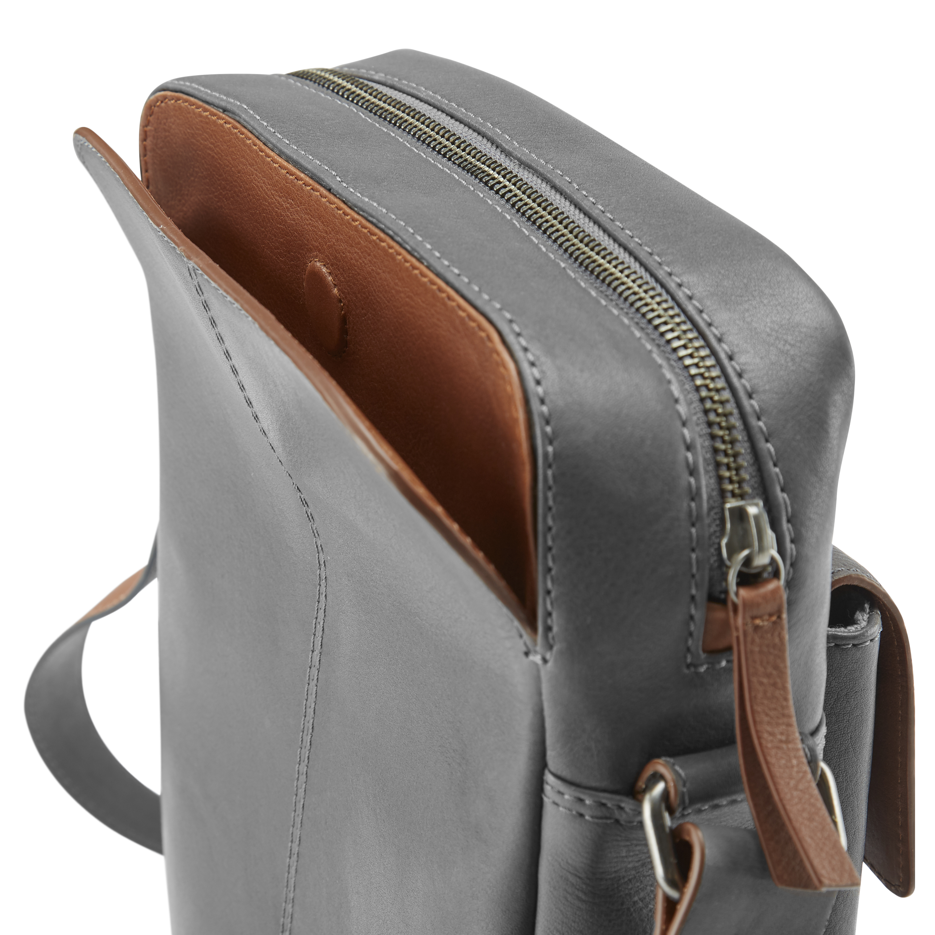 Laurie Grijze en Bruine Lederen Crossbodytas - 11