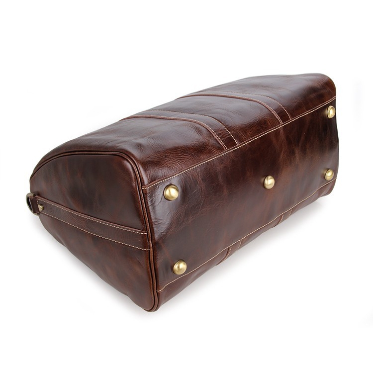 Stylish Brown Leather Holdall - 4