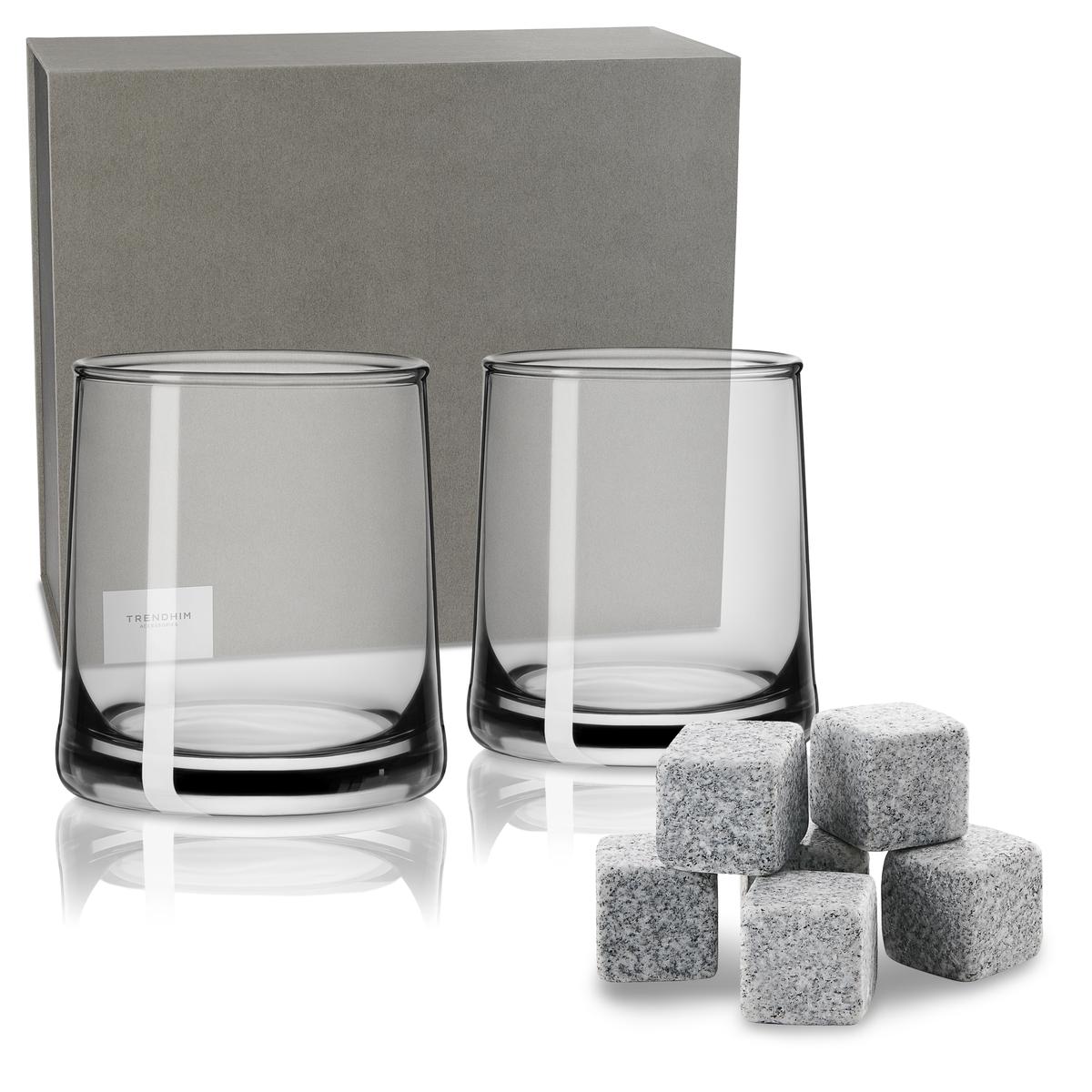 Set Regalo Pietre Per Whisky Con Bicchieri - 6 Pietre Refrigeranti E 2 Set Regalo Pietre Per Whisky Con Bicchieri - 6 Pietre Refrigeranti E 2