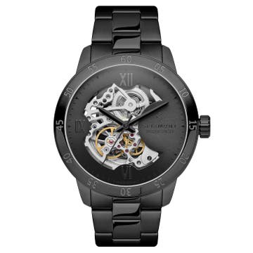 Dante II | Black Stainless Steel Skeleton Watch With Black Dial