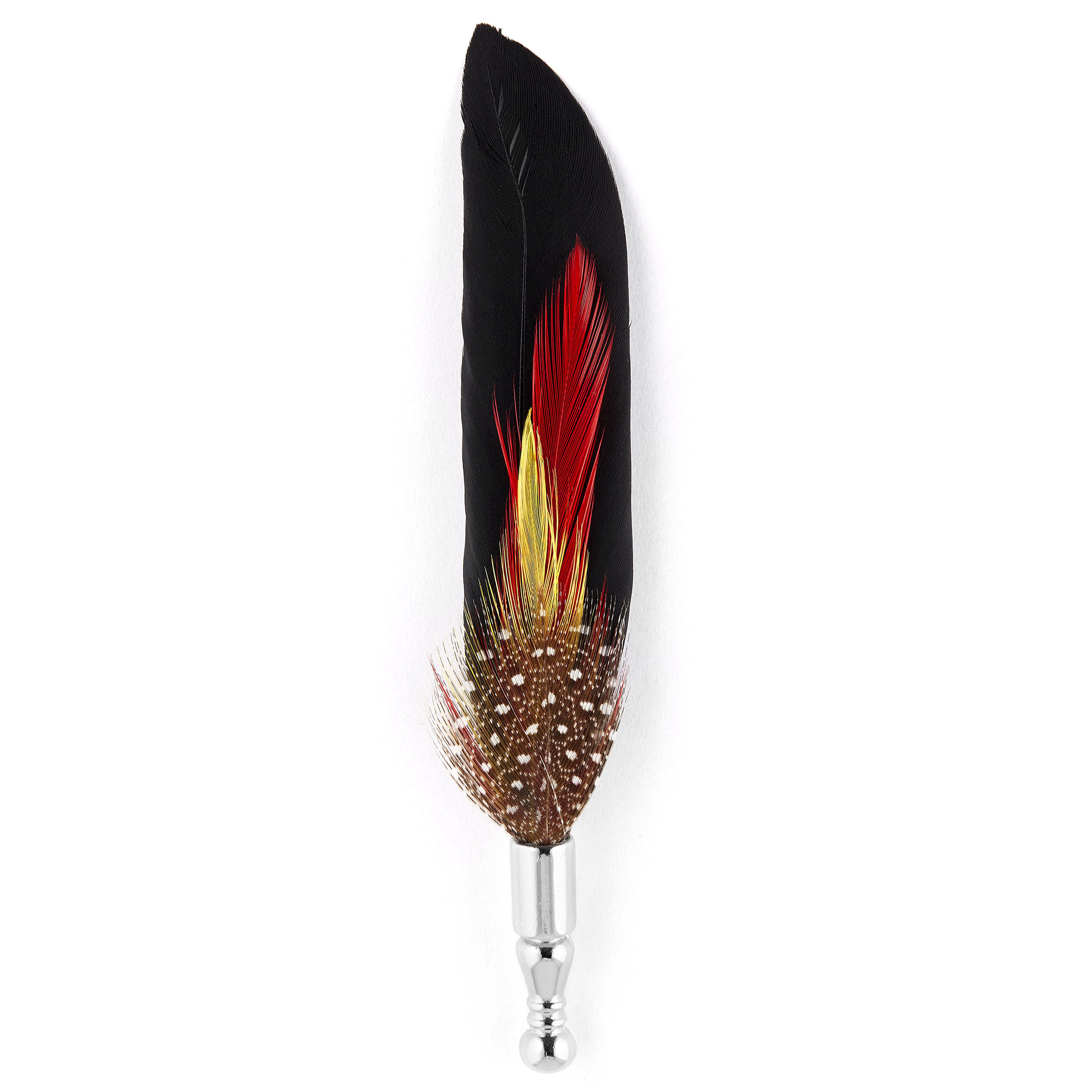 Black Tribal Pattern Feather Lapel Pin