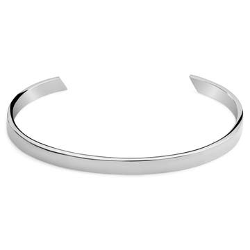 Bracelet manchette réglable en acier inoxydable argenté poli de 5 mm Bracelet manchette réglable en acier inoxydable argenté poli de 5 mm
