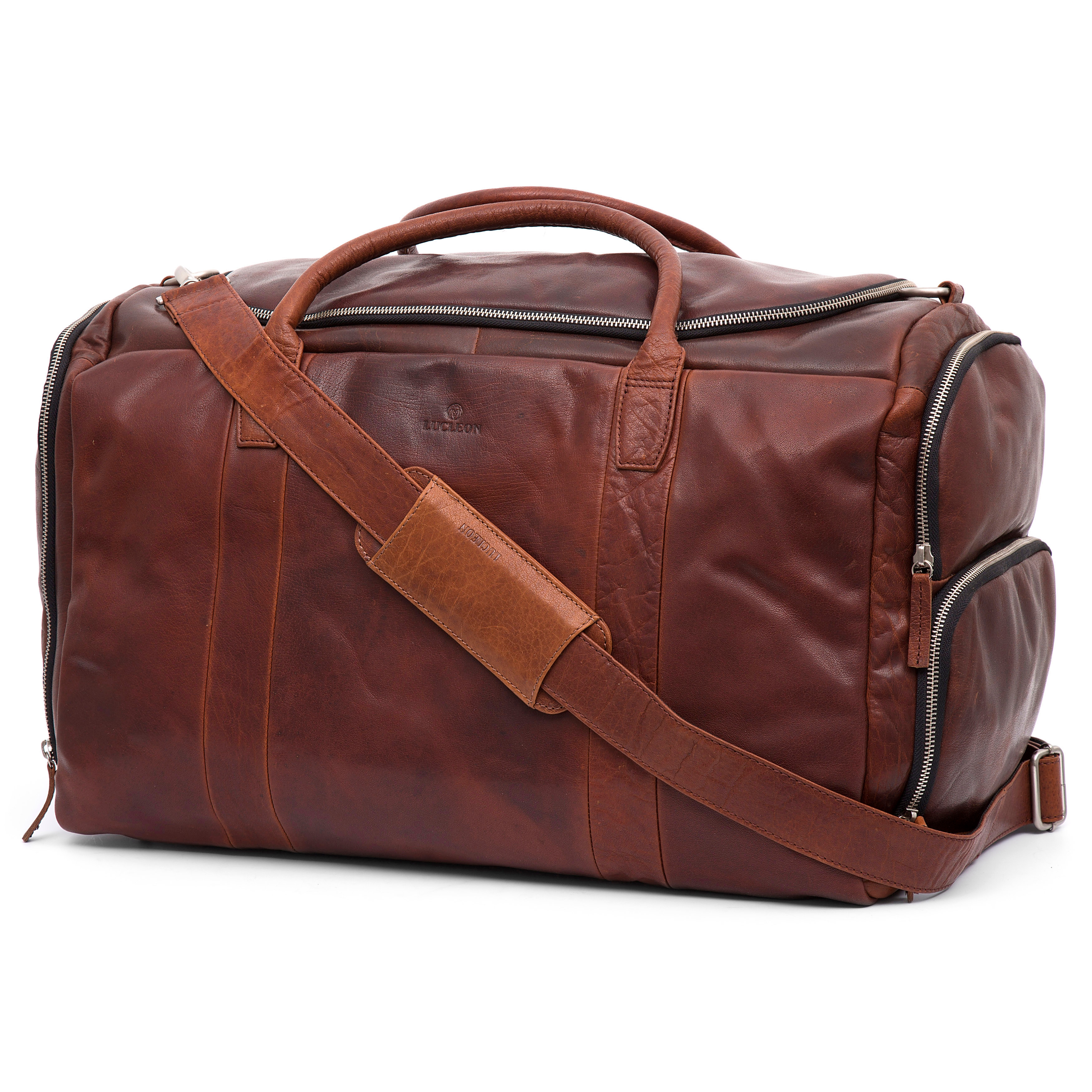 Montreal Große Braune Leder Tasche Seesack Design - 4