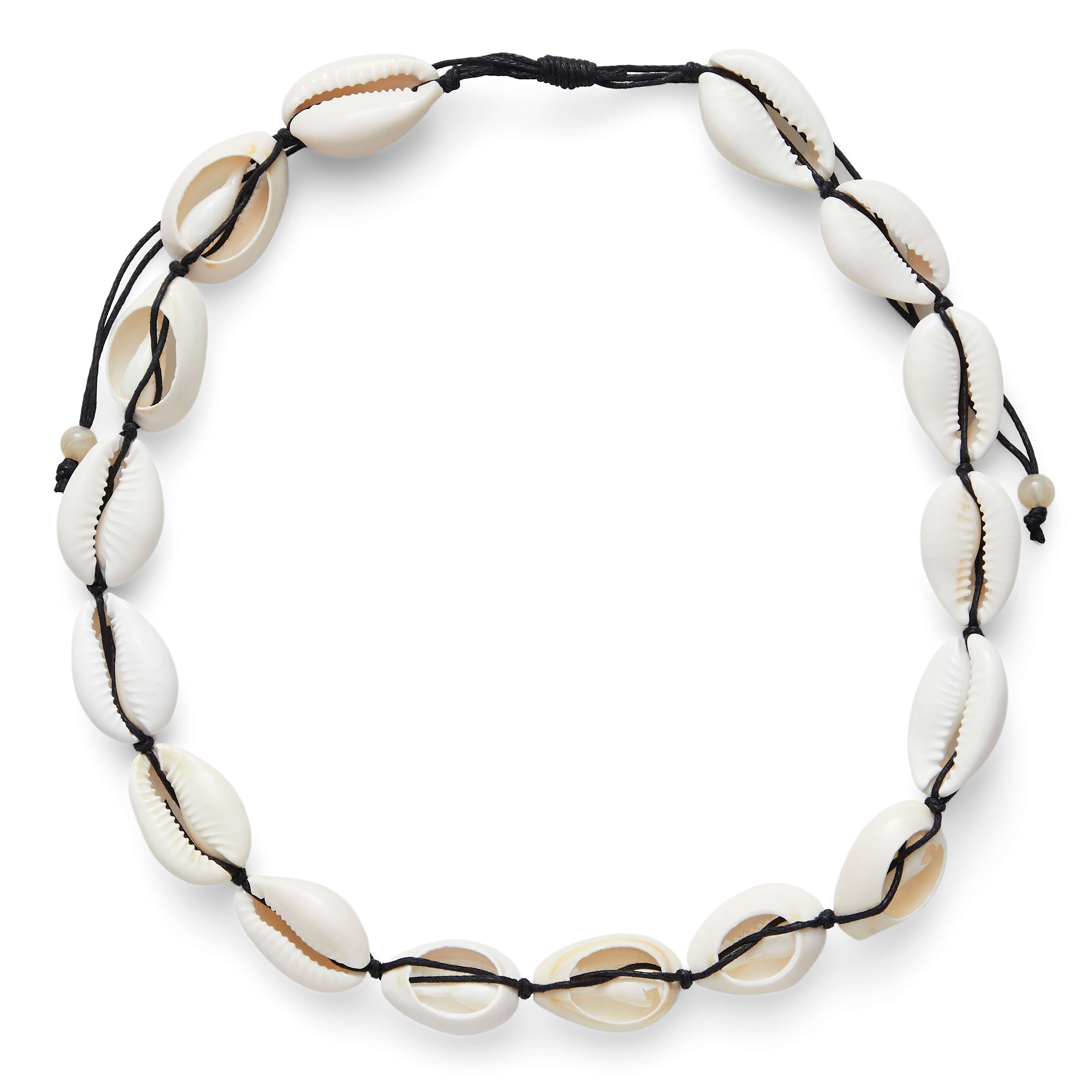 Cowrie | Reef skjellhalskjede med svart snor - 2