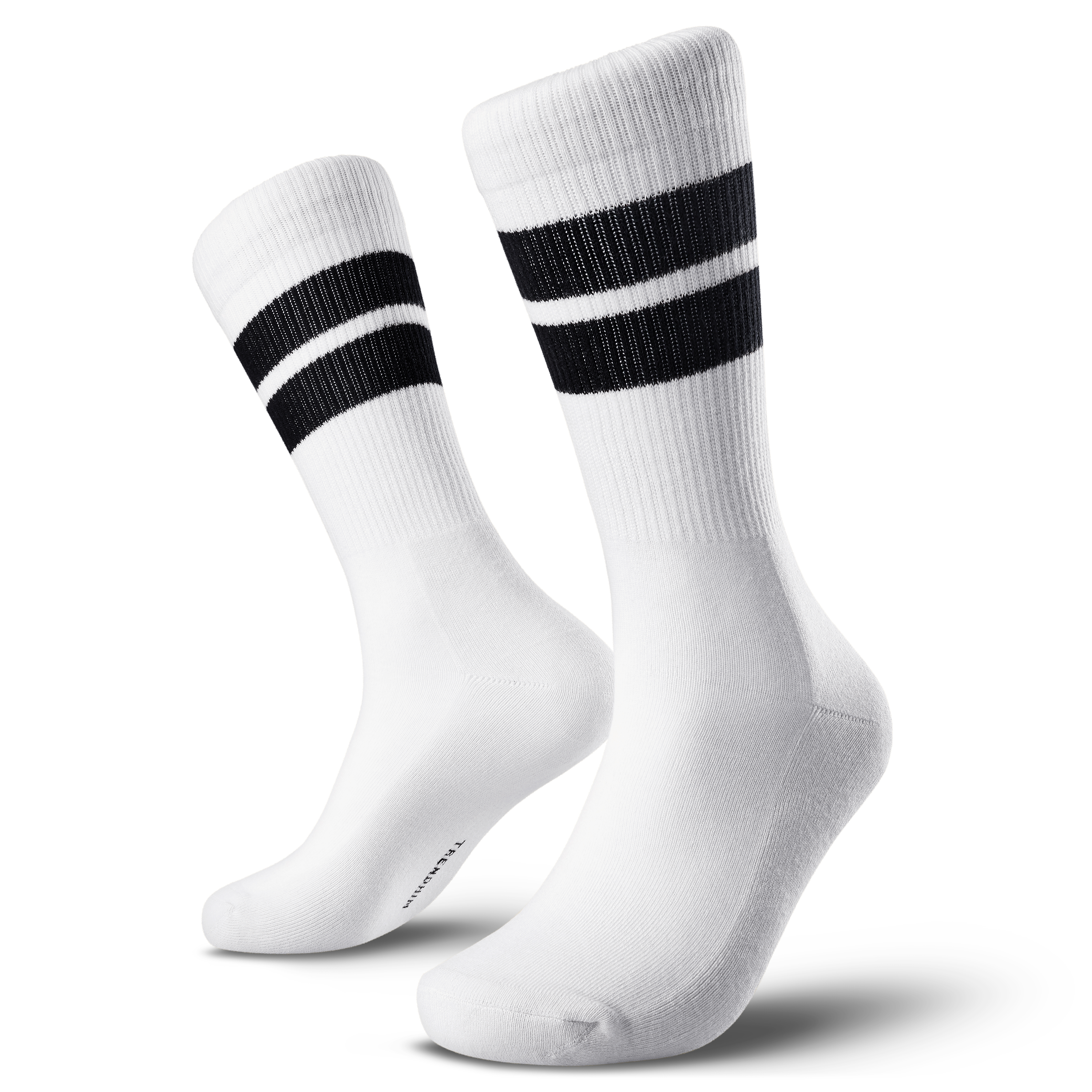 TrueFeel | Bílé bavlněné tenisové ponožky s černými proužky - 1