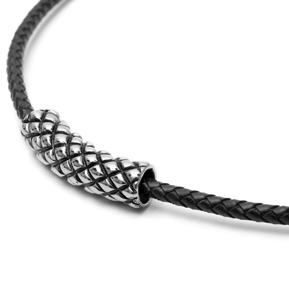 hover: Criss Cross Black Leather Necklace hover: Criss Cross Black Leather Necklace