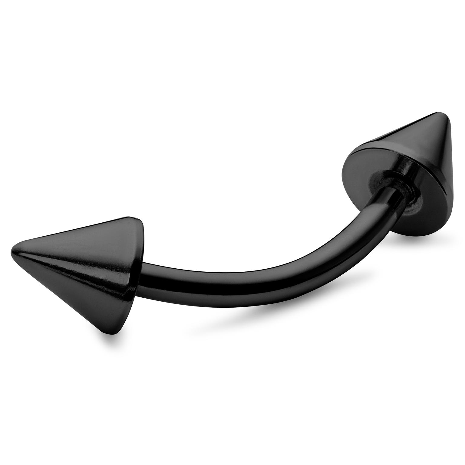 Barbell curvo con pinchos de acero quirúrgico negro de 10 mm Barbell curvo con pinchos de acero quirúrgico negro de 10 mm