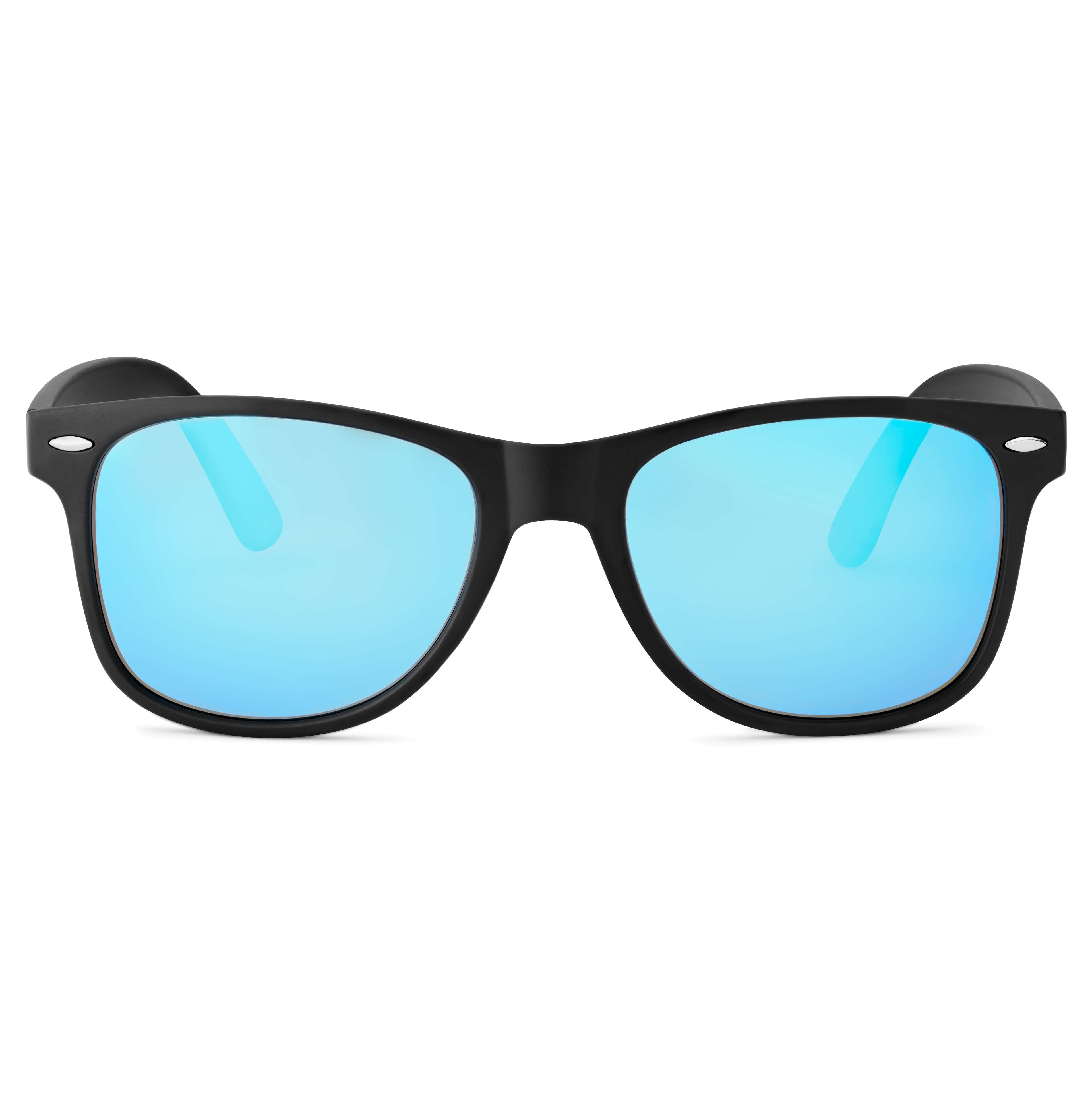 Black & Blue Polarised Retro Sunglasses - 2 - hover gallery