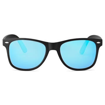 Black & Sky Blue Polarised Retro Sunglasses