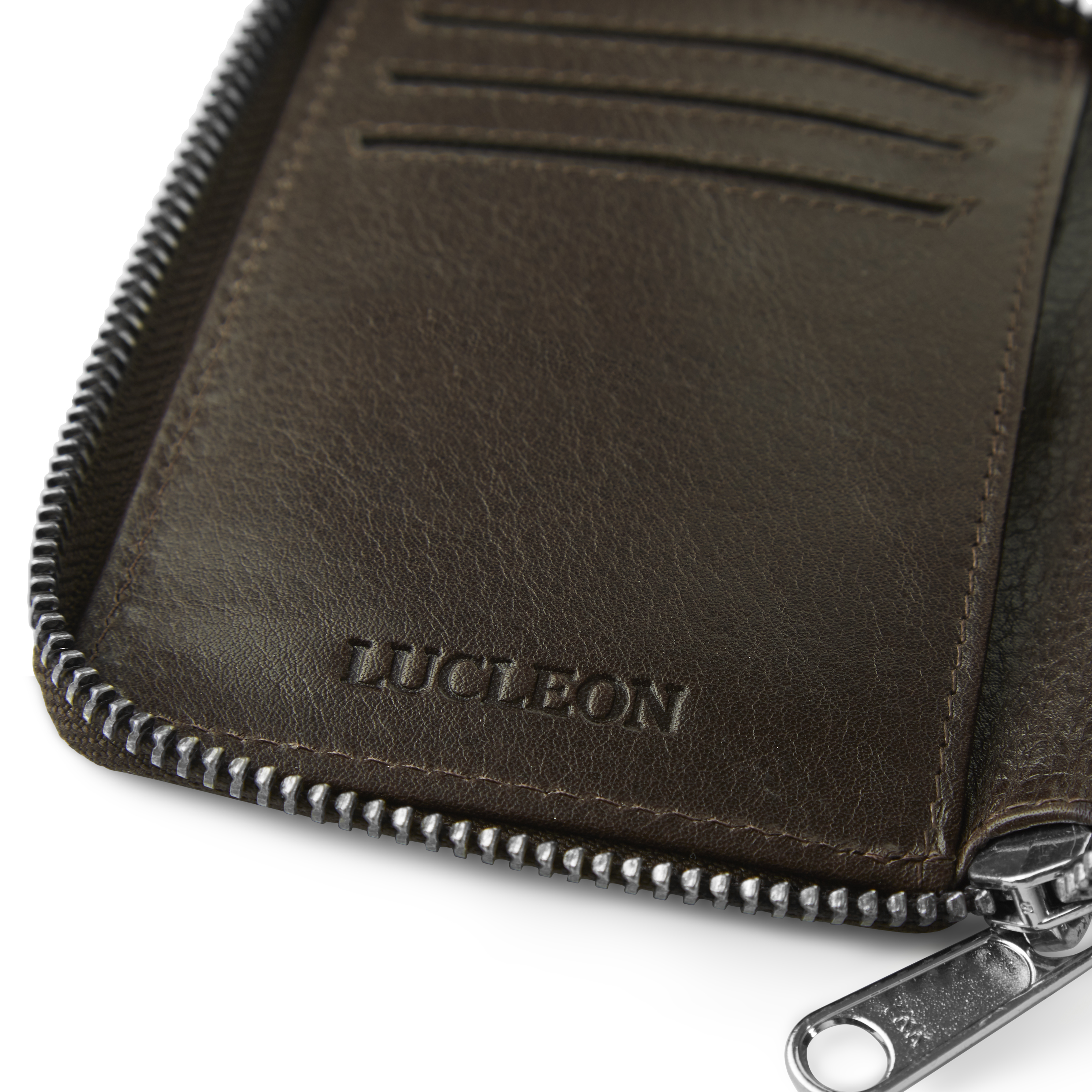 Cartera de cuero marrón oscuro RFID Larson - 9