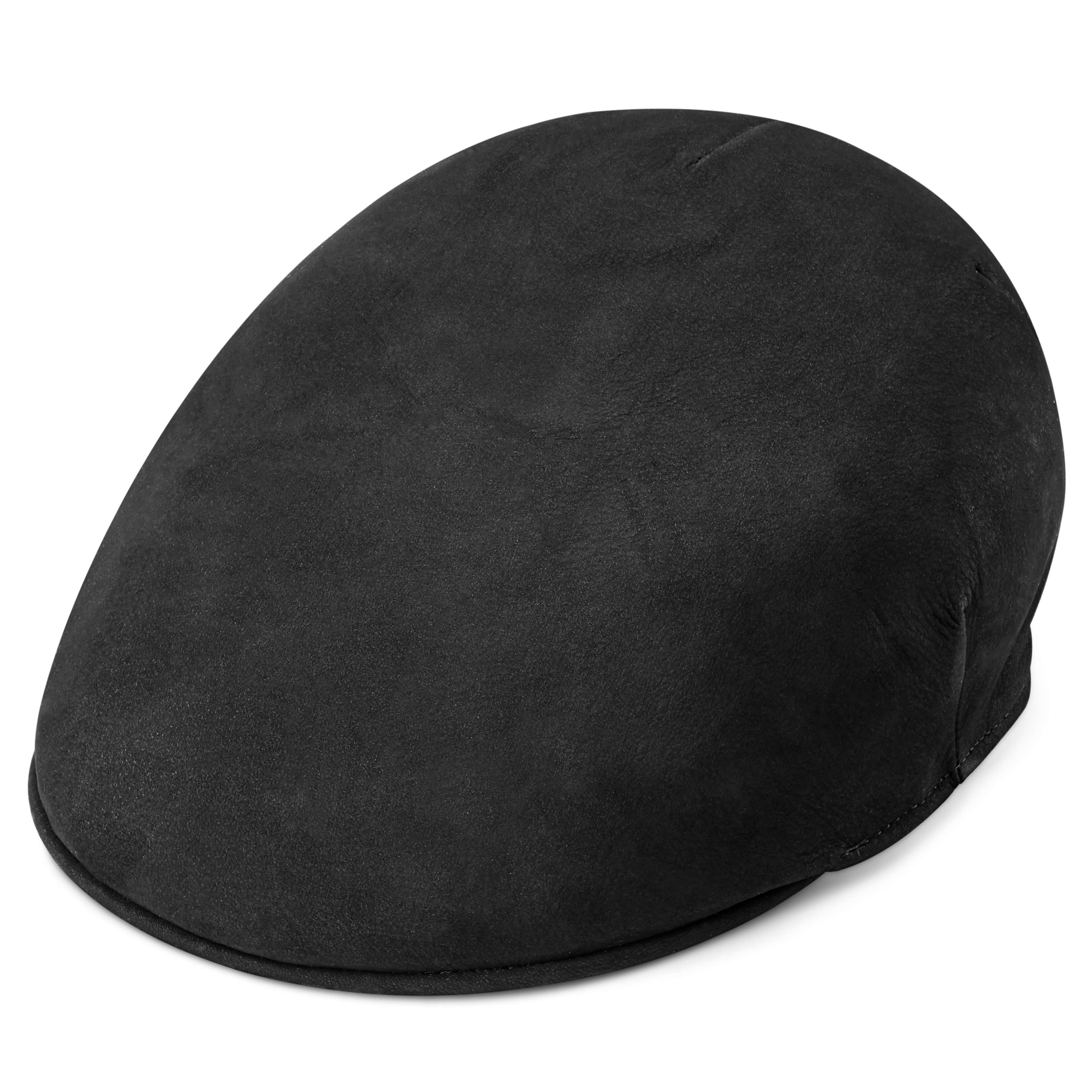 Nappa Black Leather Fido Flat Cap