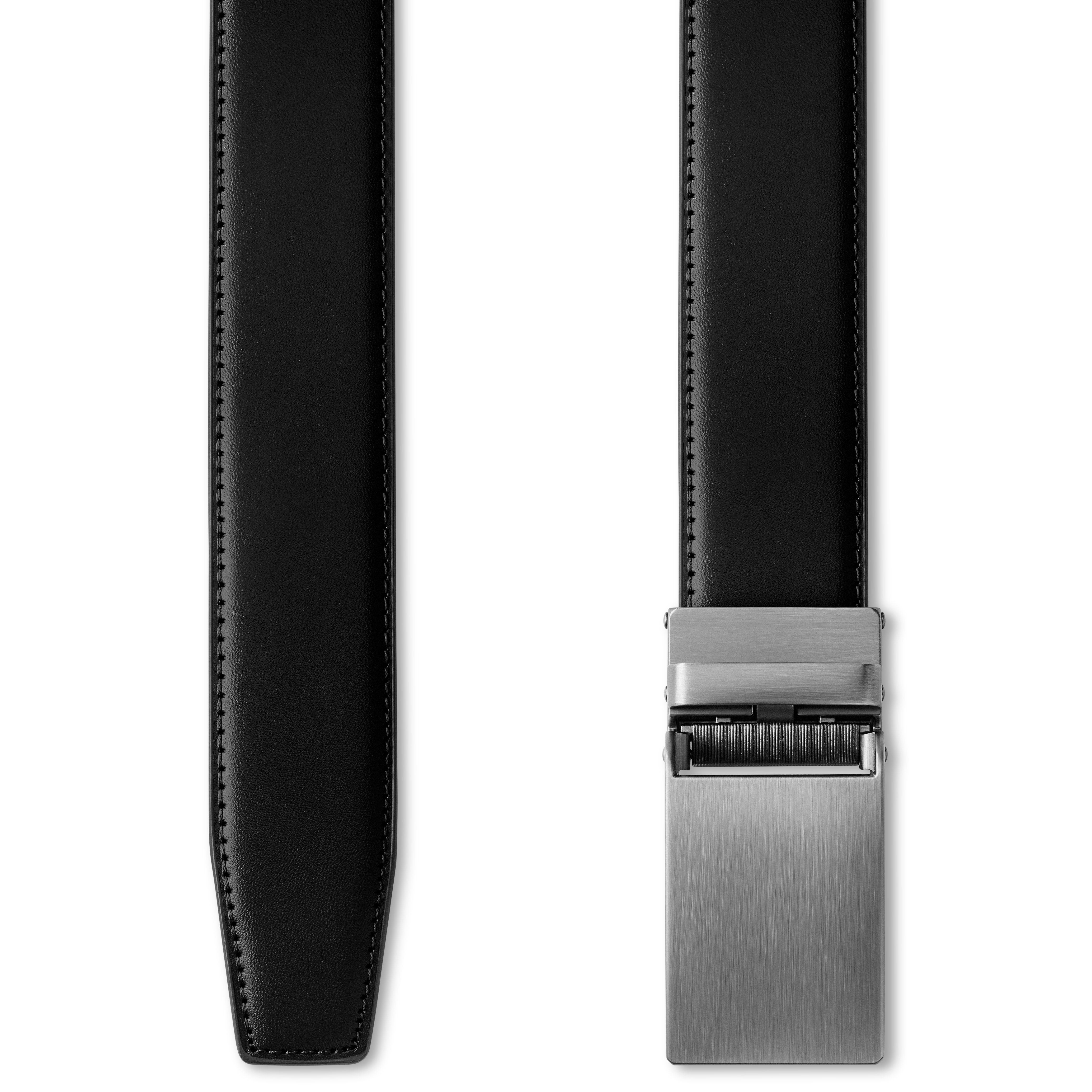 Black Auto-lock Faux Leather Belt - 2