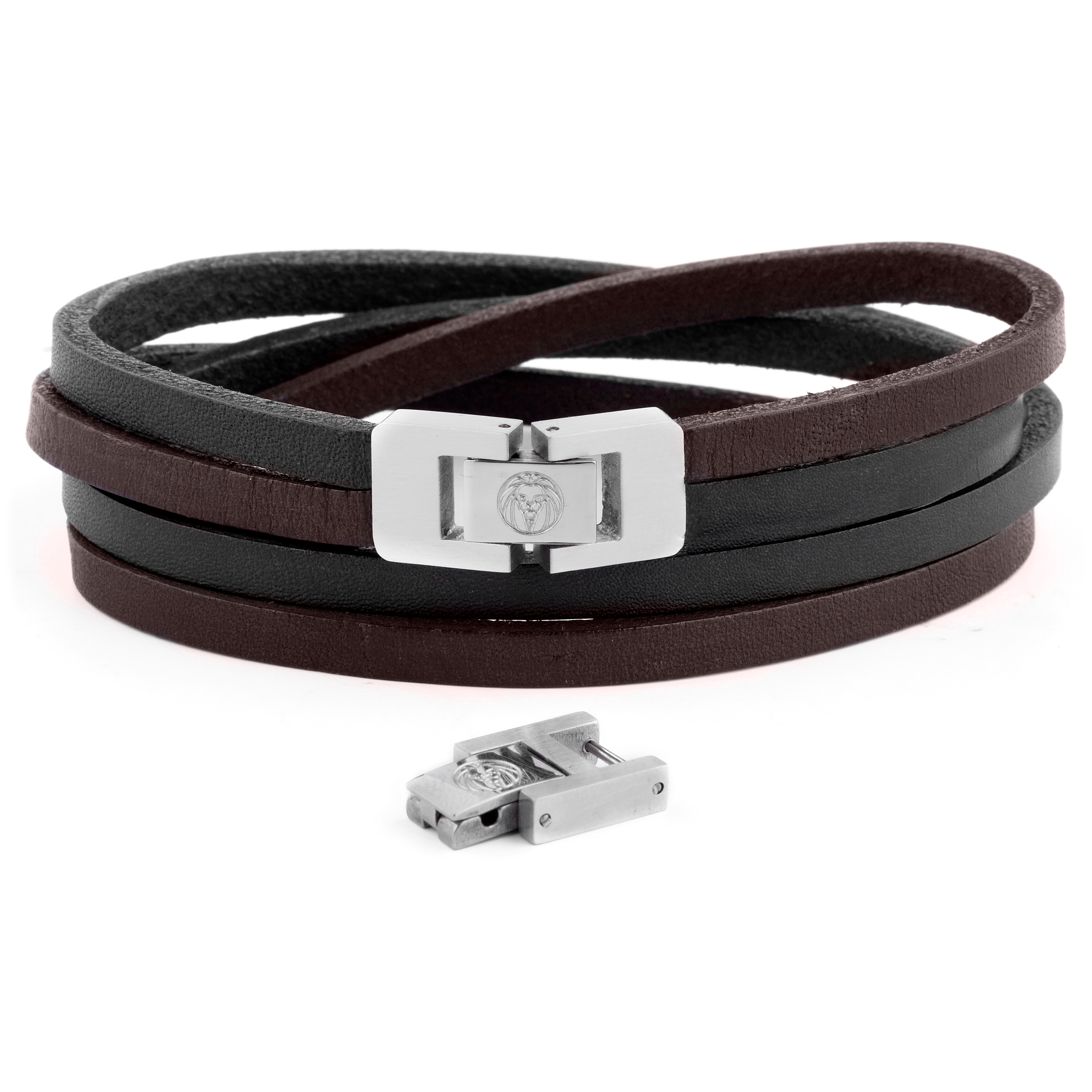 Roy Zweifach Wickelarmband In Dunkel & Stahl - 6