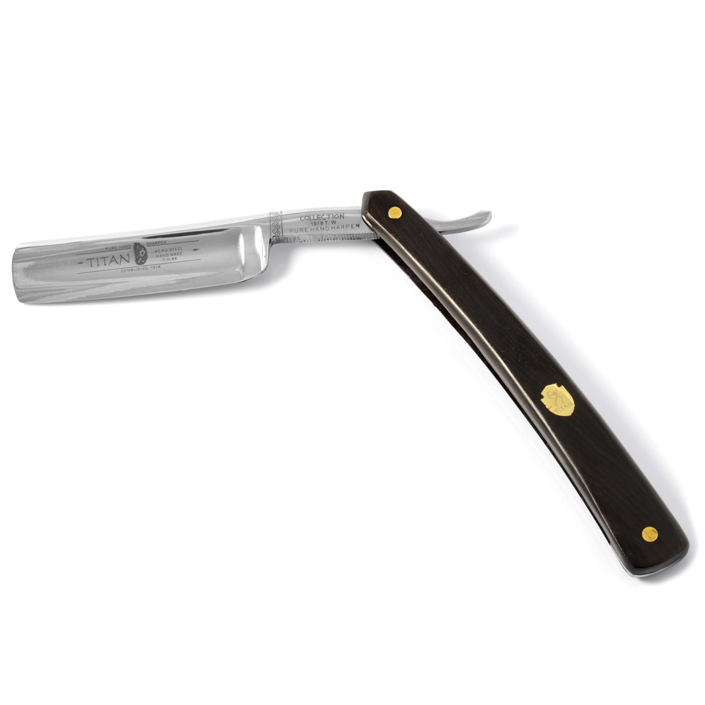 Navaja de afeitar hecha a mano en caoba y dorado 13/16 " - 3