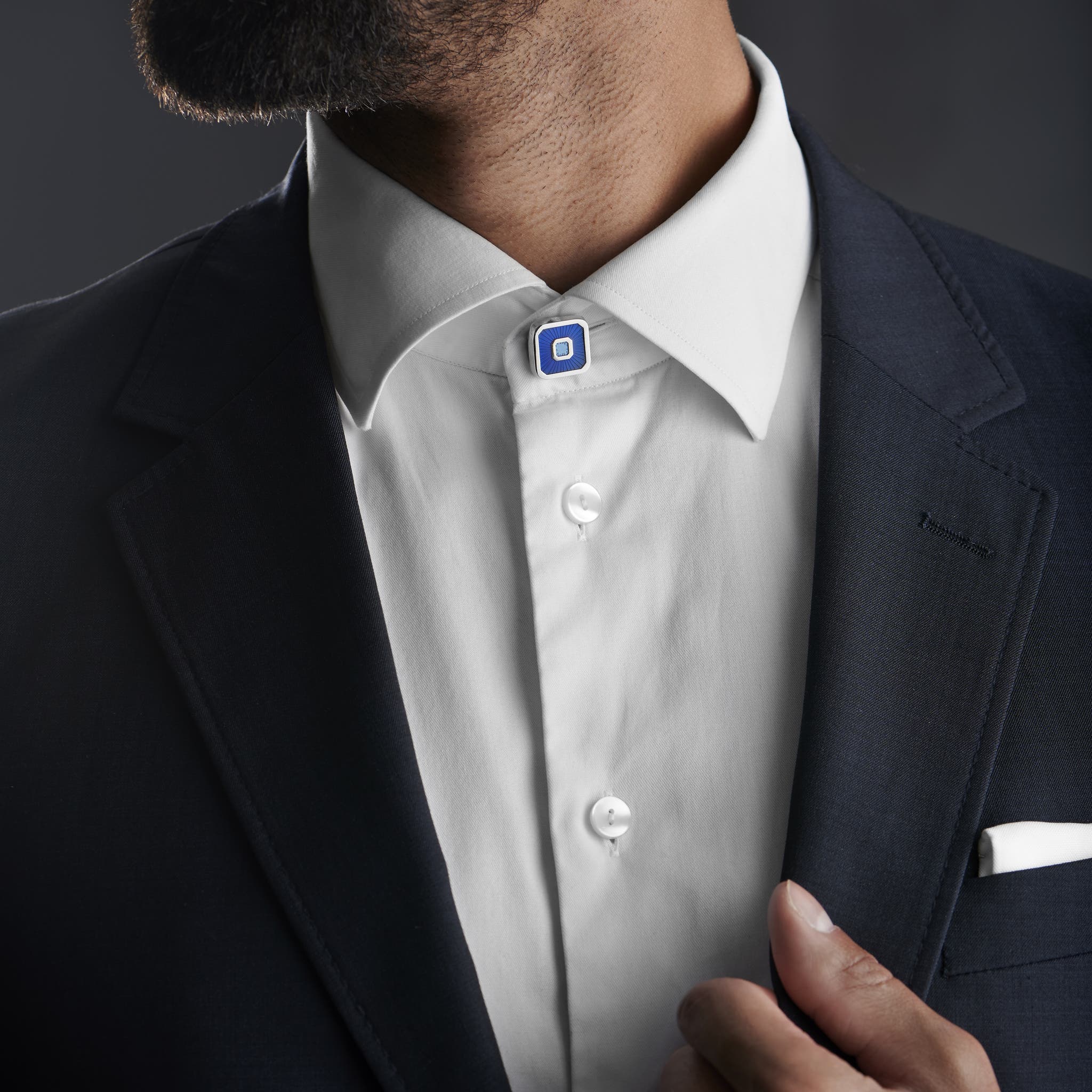 Square Neo Blue Enamel & Copper Button Covers | In stock! | Warren Asher