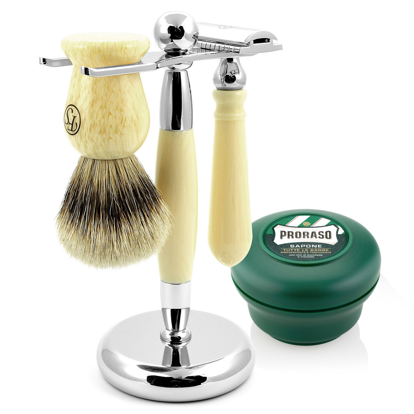 Cream Silvertip Sicherheitsrasierer Rasierset - 1