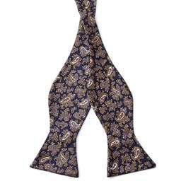 Brown & Purple Paisley Silk Self-Tie Bow Tie