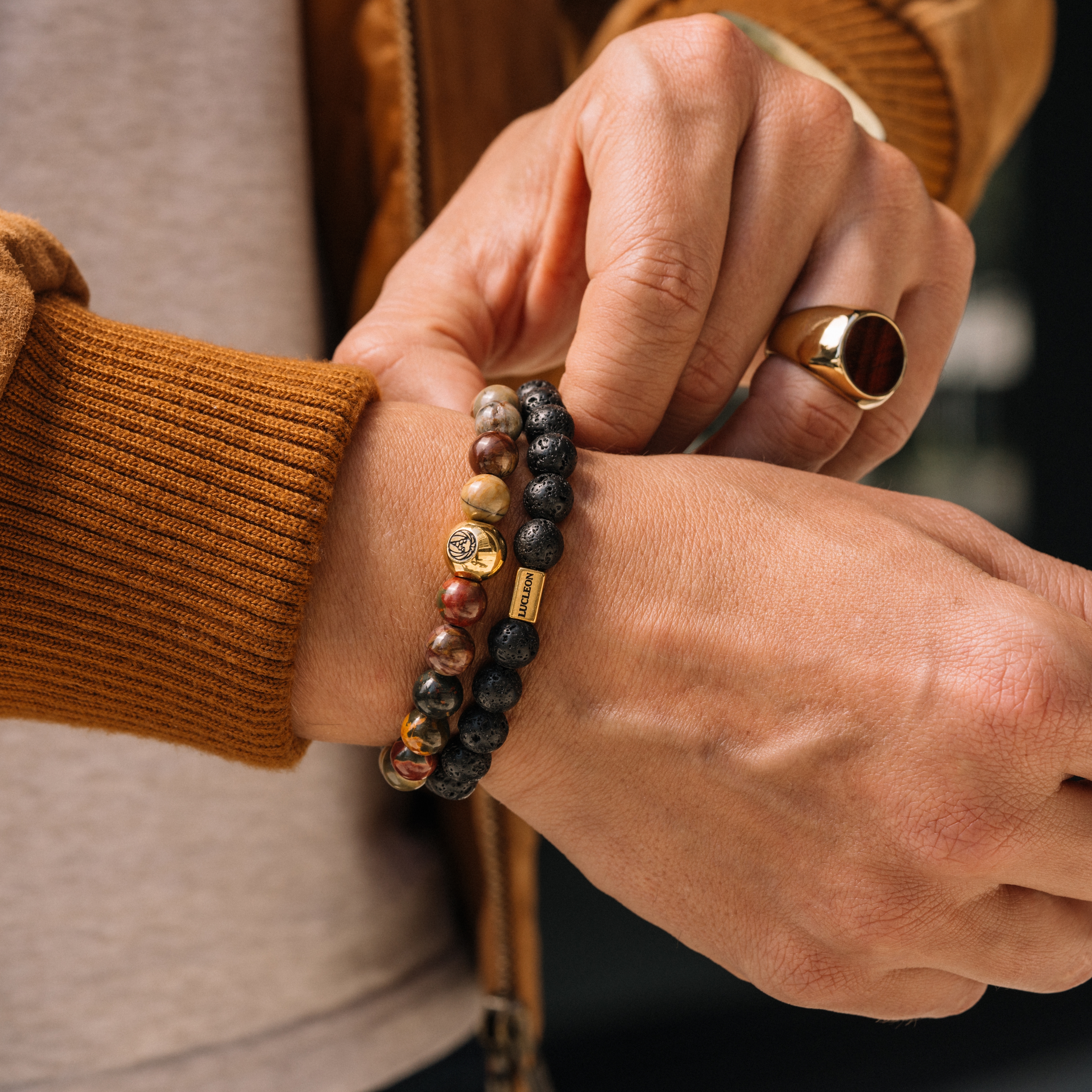 7 mm Jasper and Lava Rock Bracelet - 4