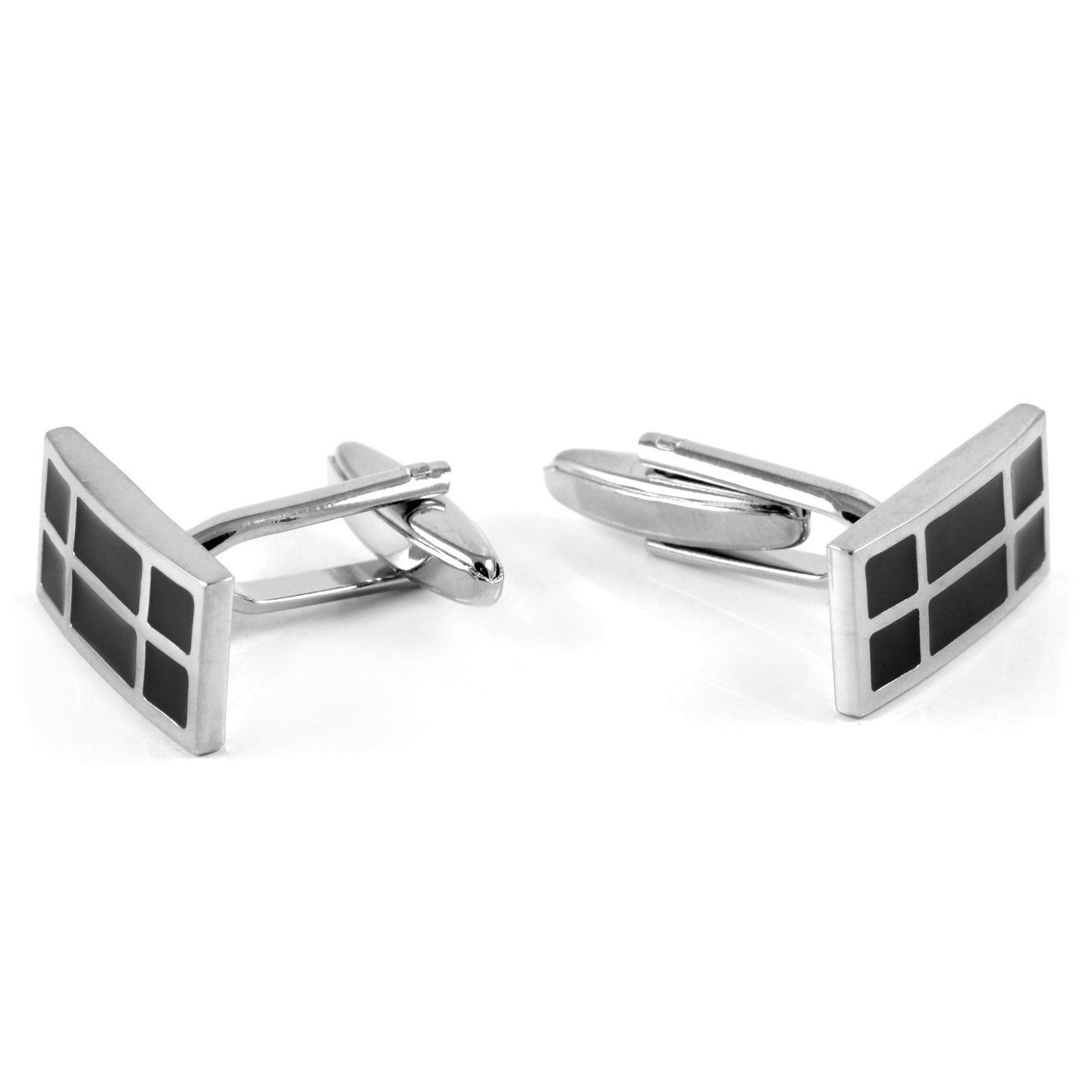 Rektangulære Manchetknapper med sort mønster - 2