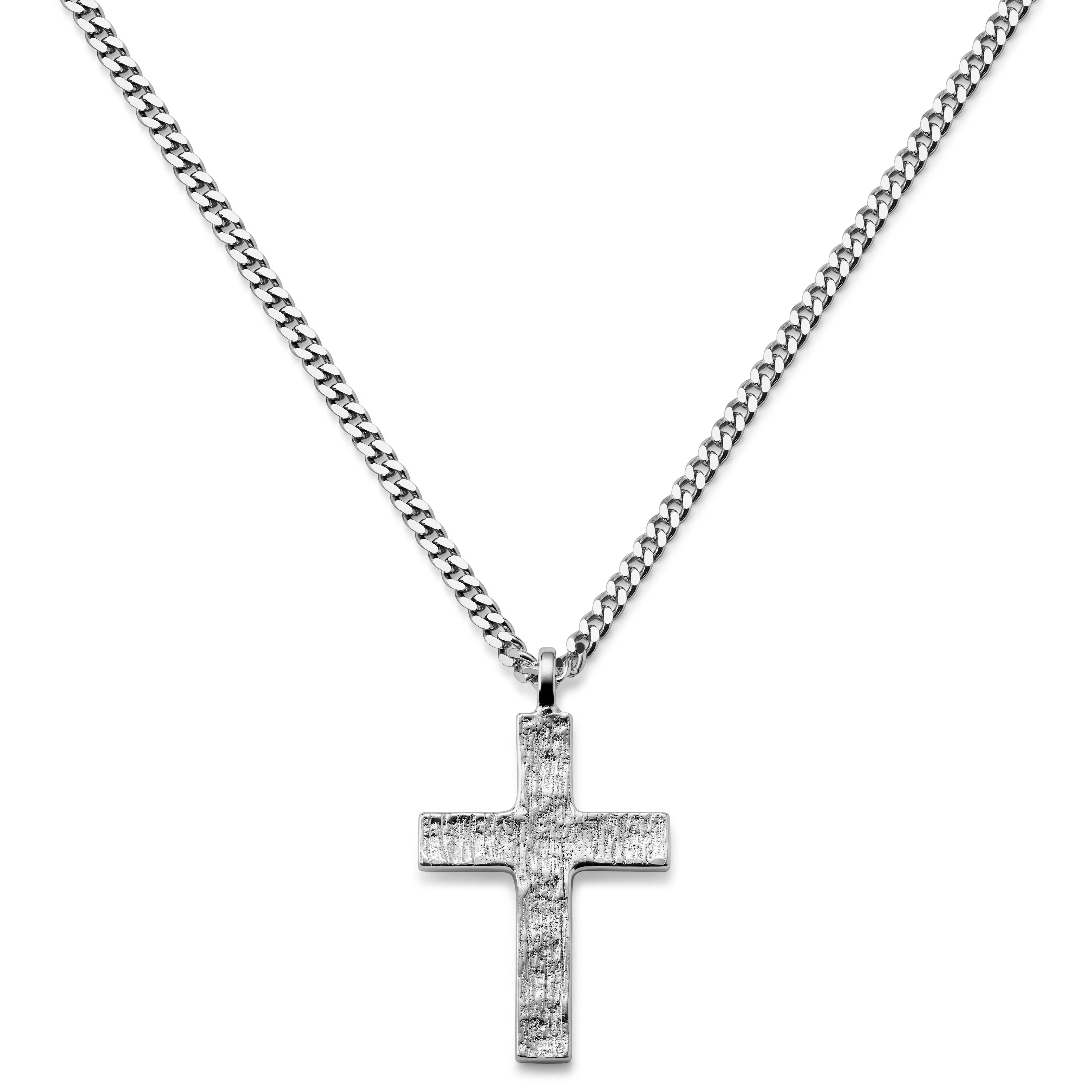 Rustic | 925 Sterling Silver Rustic Cross Necklace