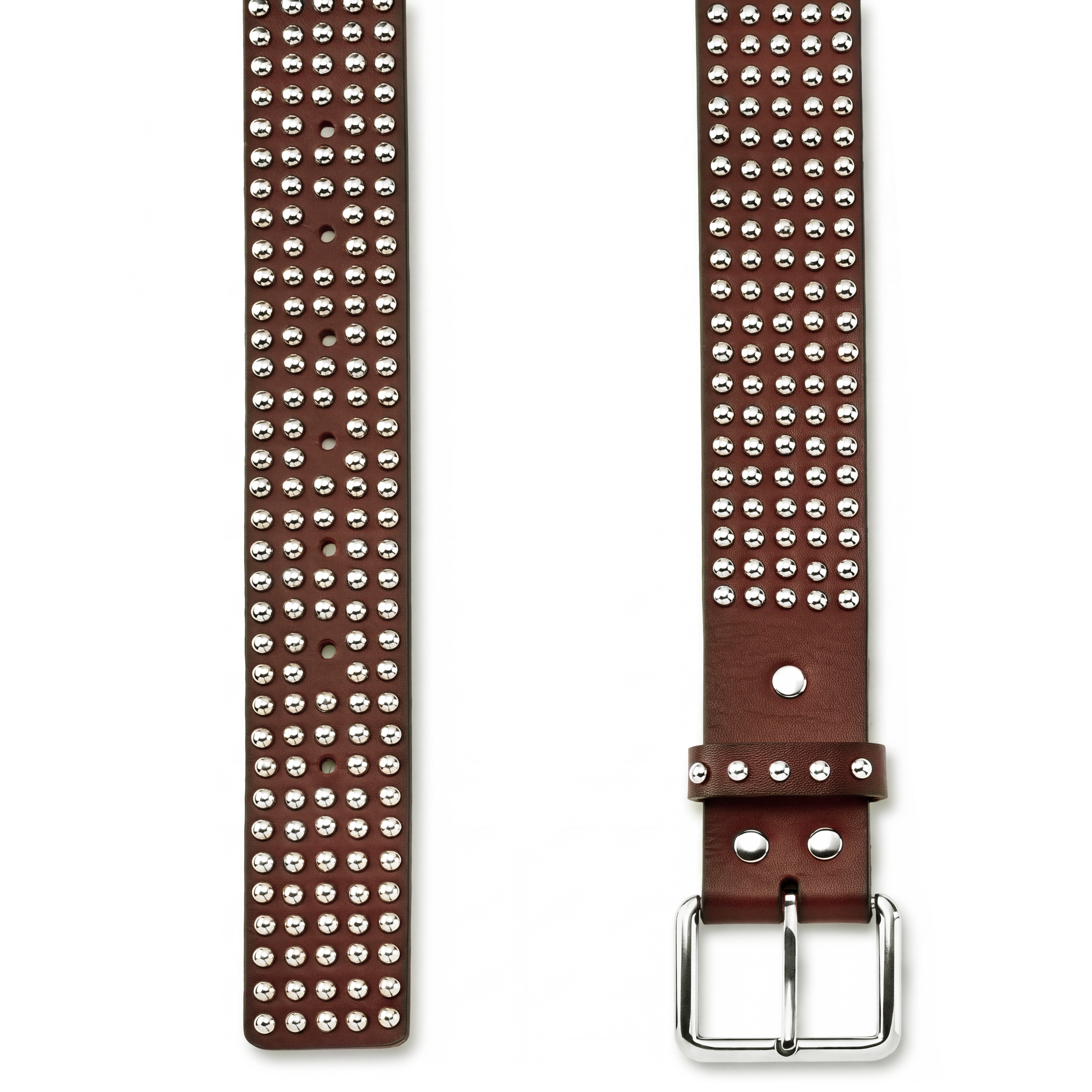 The Intro | Ceinture cloutée Showoff en cuir marron foncé - 2