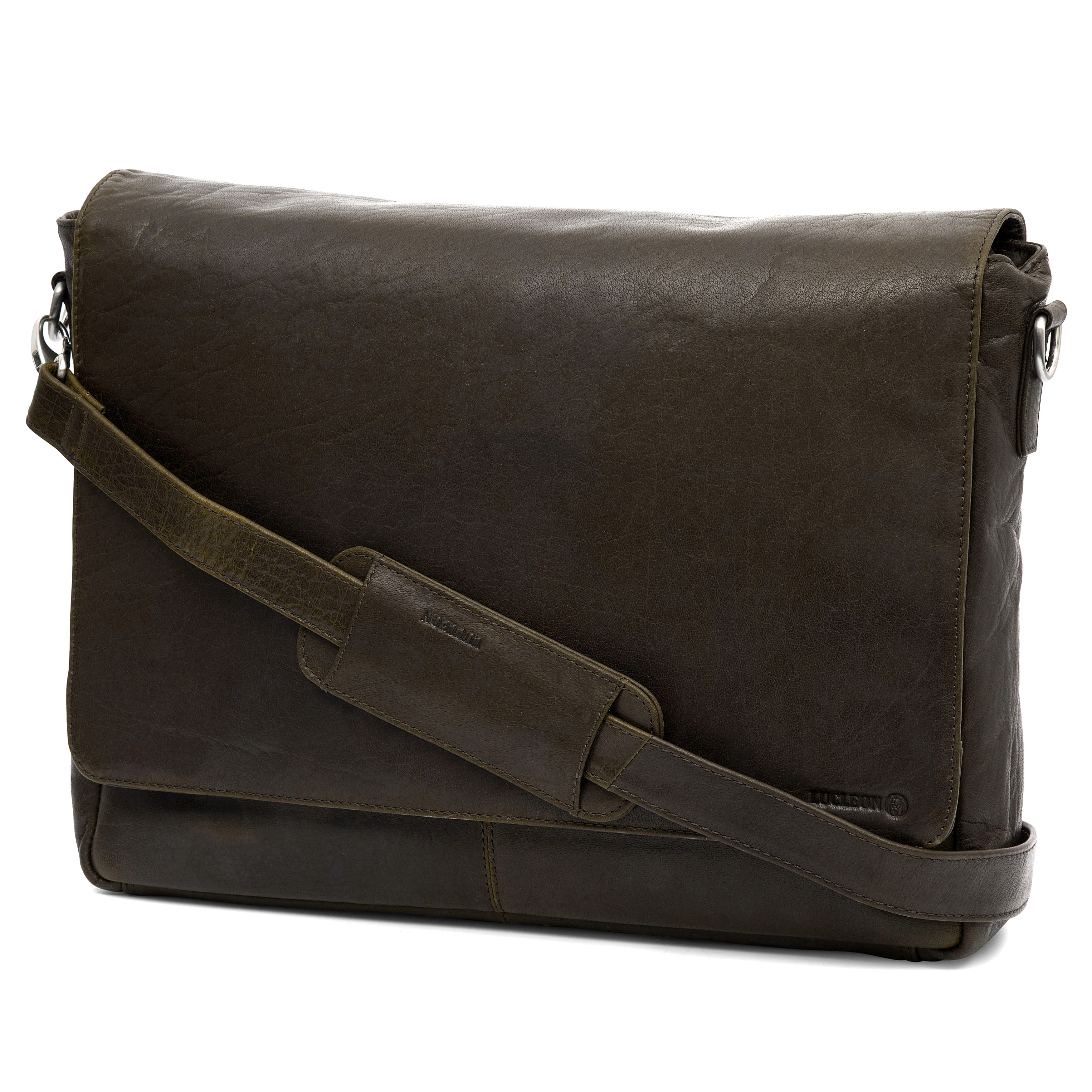 Olivenfarvet Montreal Messengertaske i Læder - 3