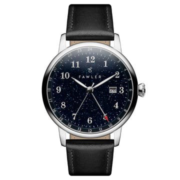 Night Sky | Сребрист стоманен GMT часовник с циферблат от авантюрин