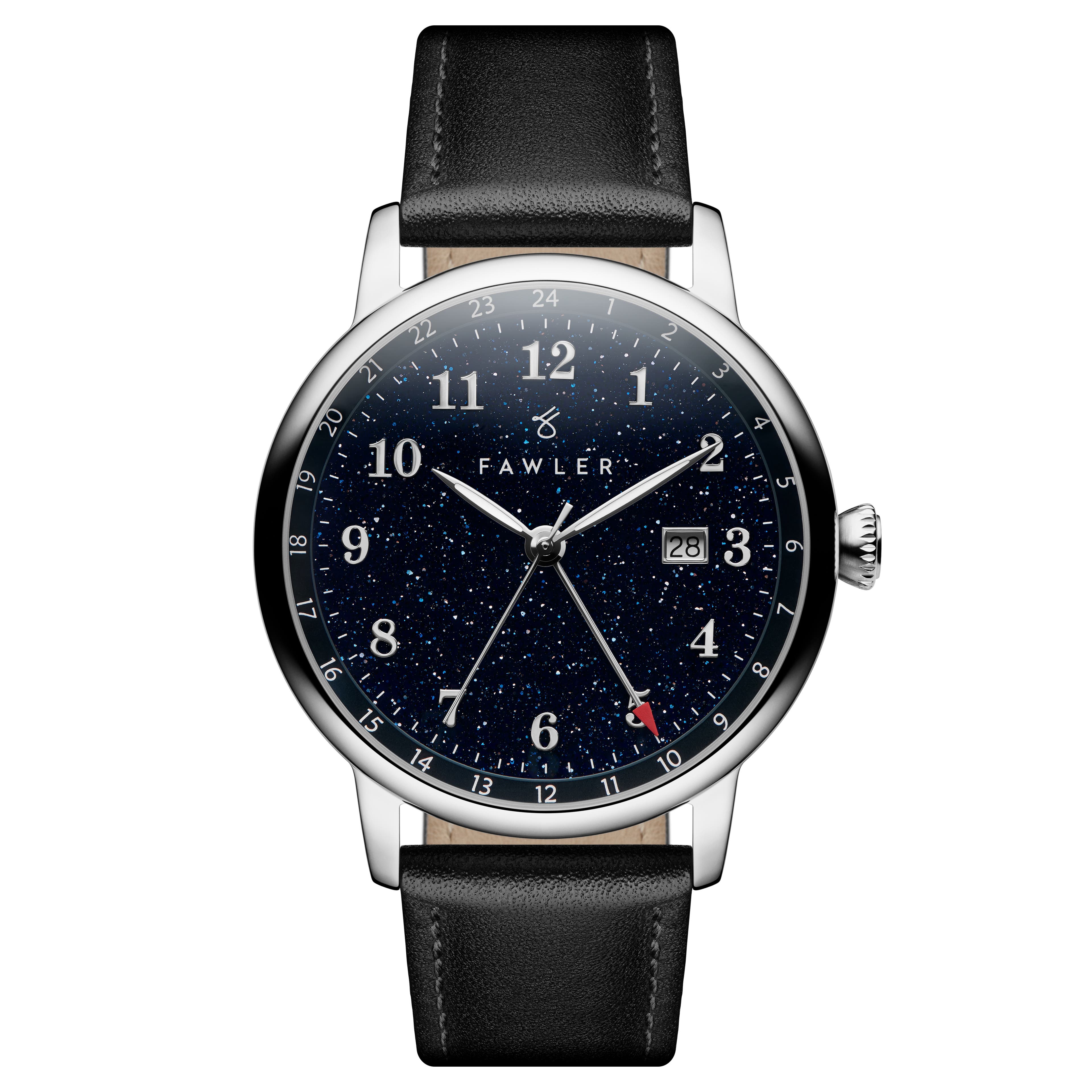 Night Sky | Zilverkleurig GMT-horloge met Wijzerplaat van Aventurien