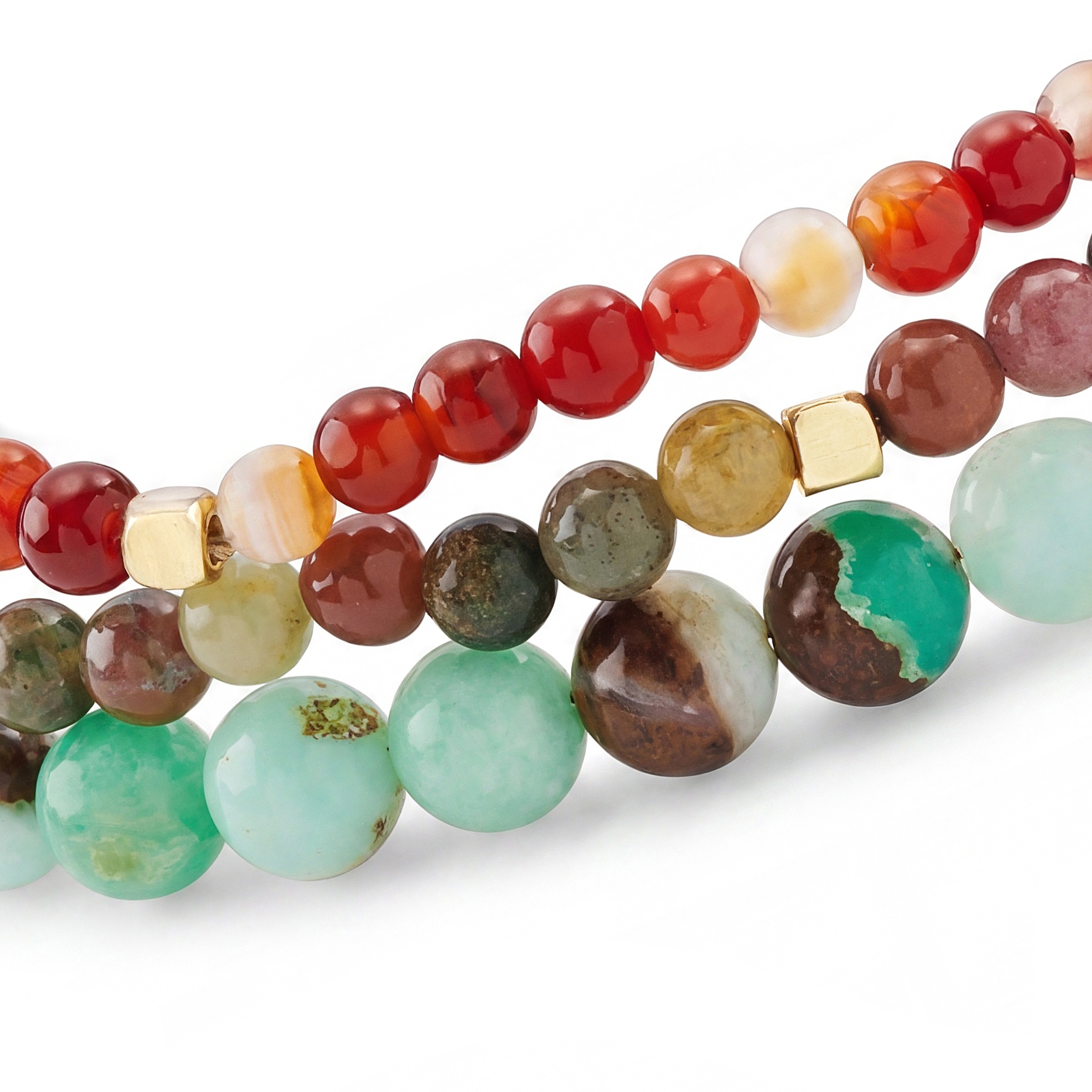 Mediterranean | Multicoloured Natural Stone Beaded Bracelet Set - 3