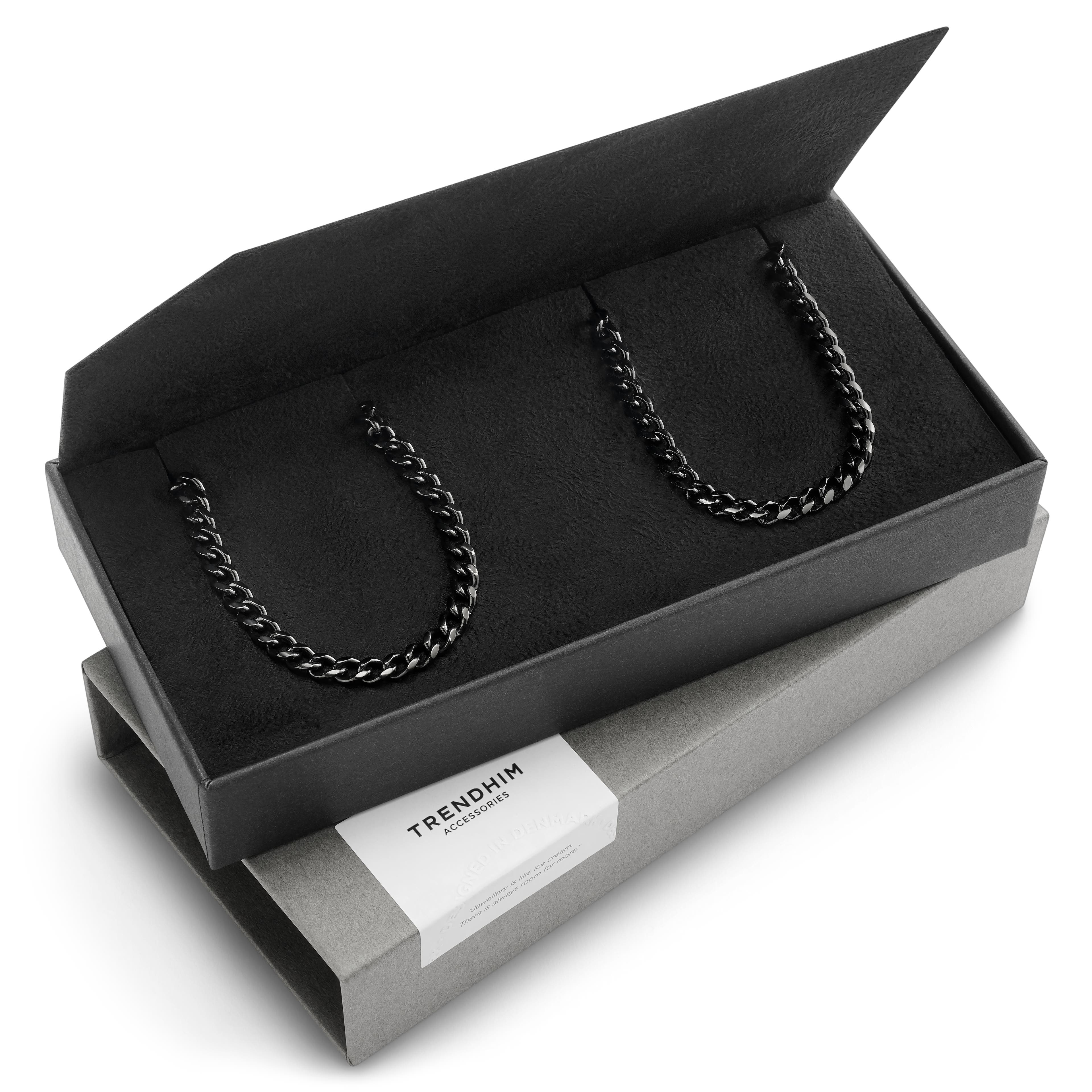 4 mm Black Surgical Steel Chain Bracelet & Necklace Gift Box 4 mm Black Surgical Steel Chain Bracelet & Necklace Gift Box