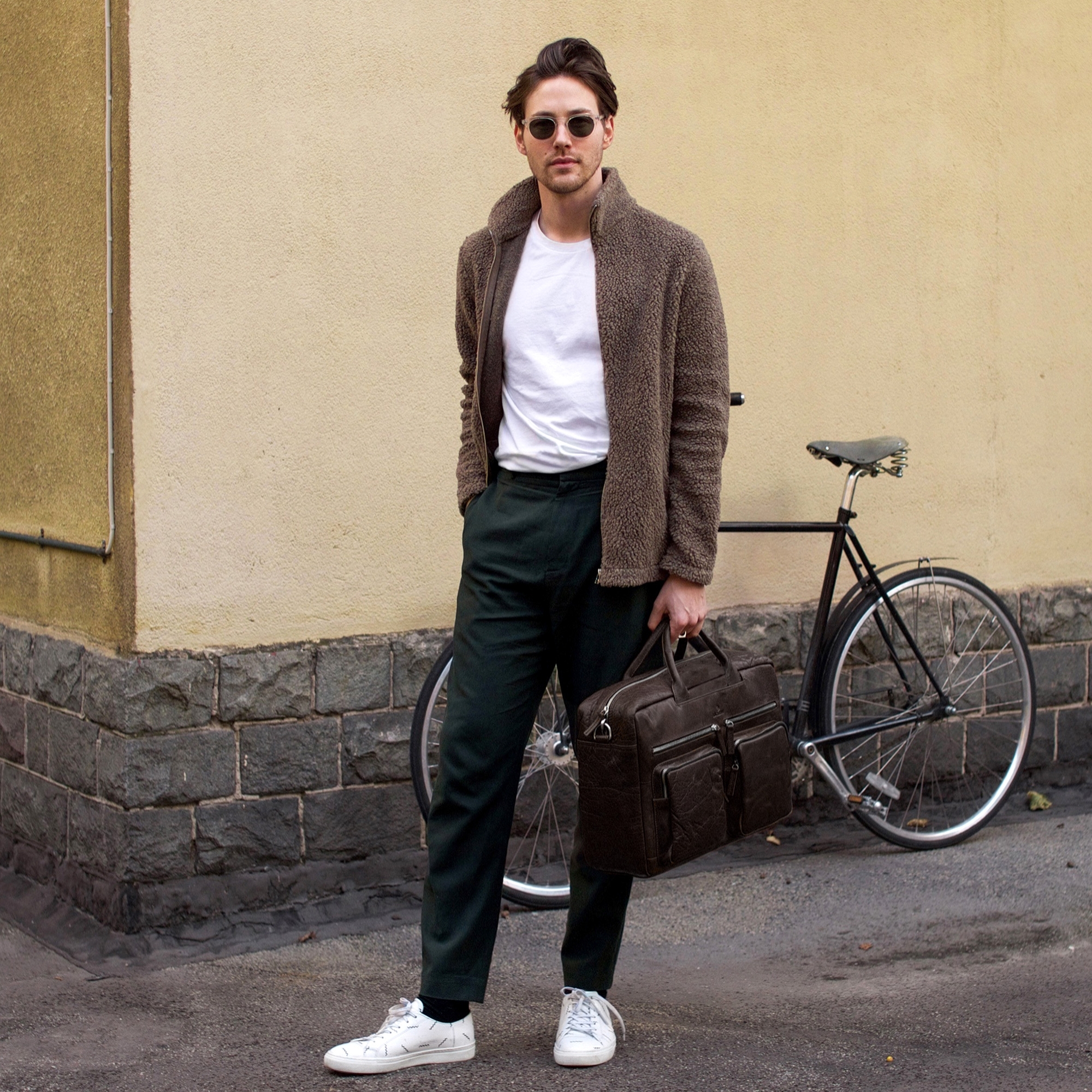 Sac de voyage Montréal combi en cuir marron foncé - 4