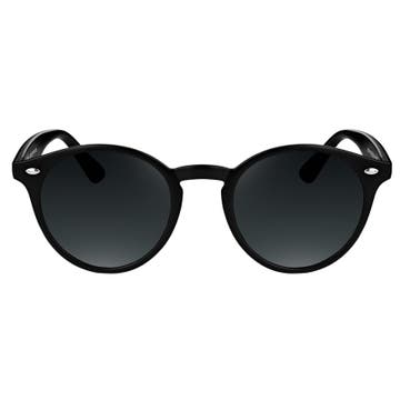 Wade | Round Black & Dark Grey Polarised Sunglasses