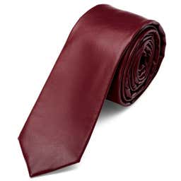 Burgundy Faux Leather Skinny Tie