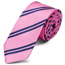 Navy Twin Stripe Pink Silk 6cm Tie Navy Twin Stripe Pink Silk 6cm Tie