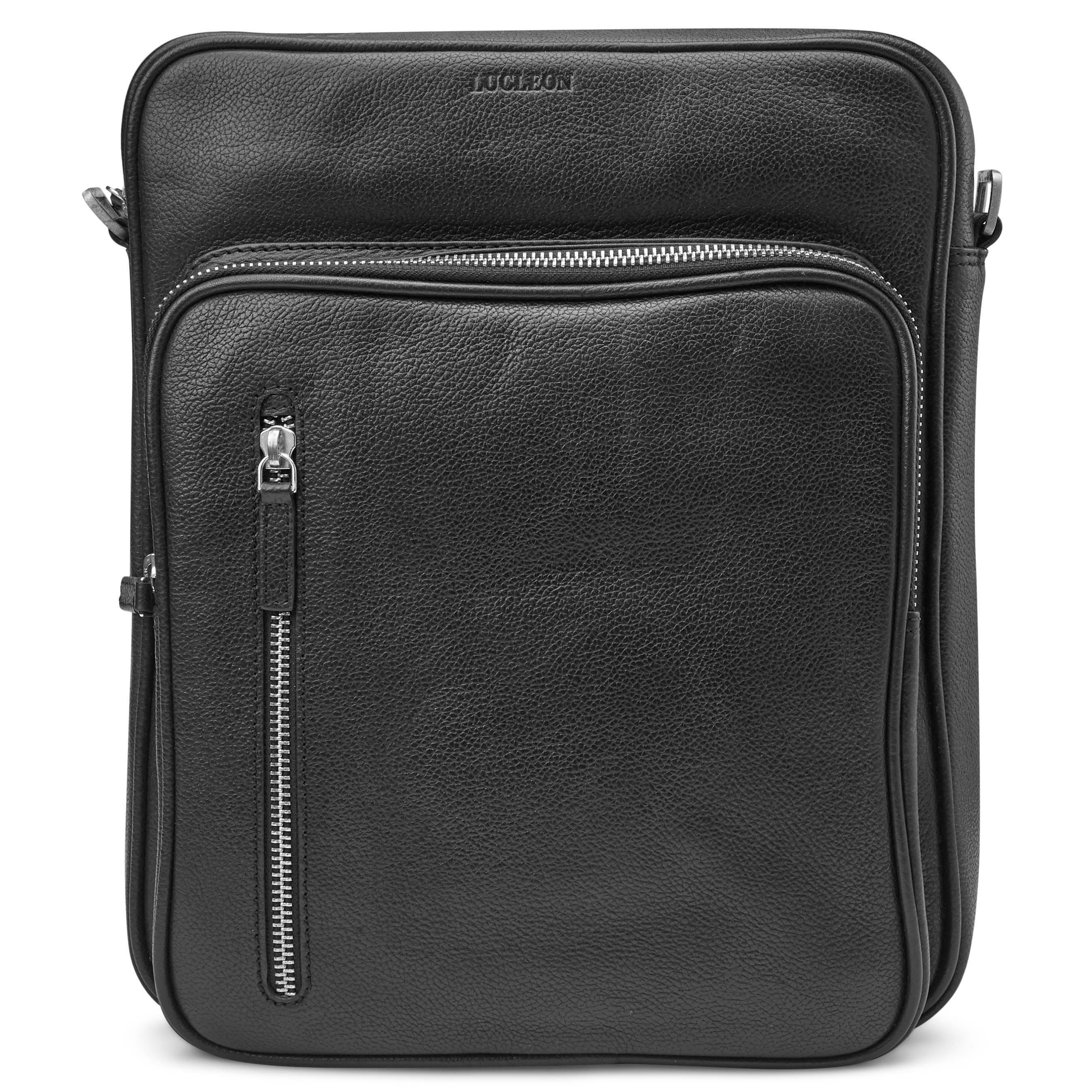 Bolso reportero de cuero negro Lev - 3