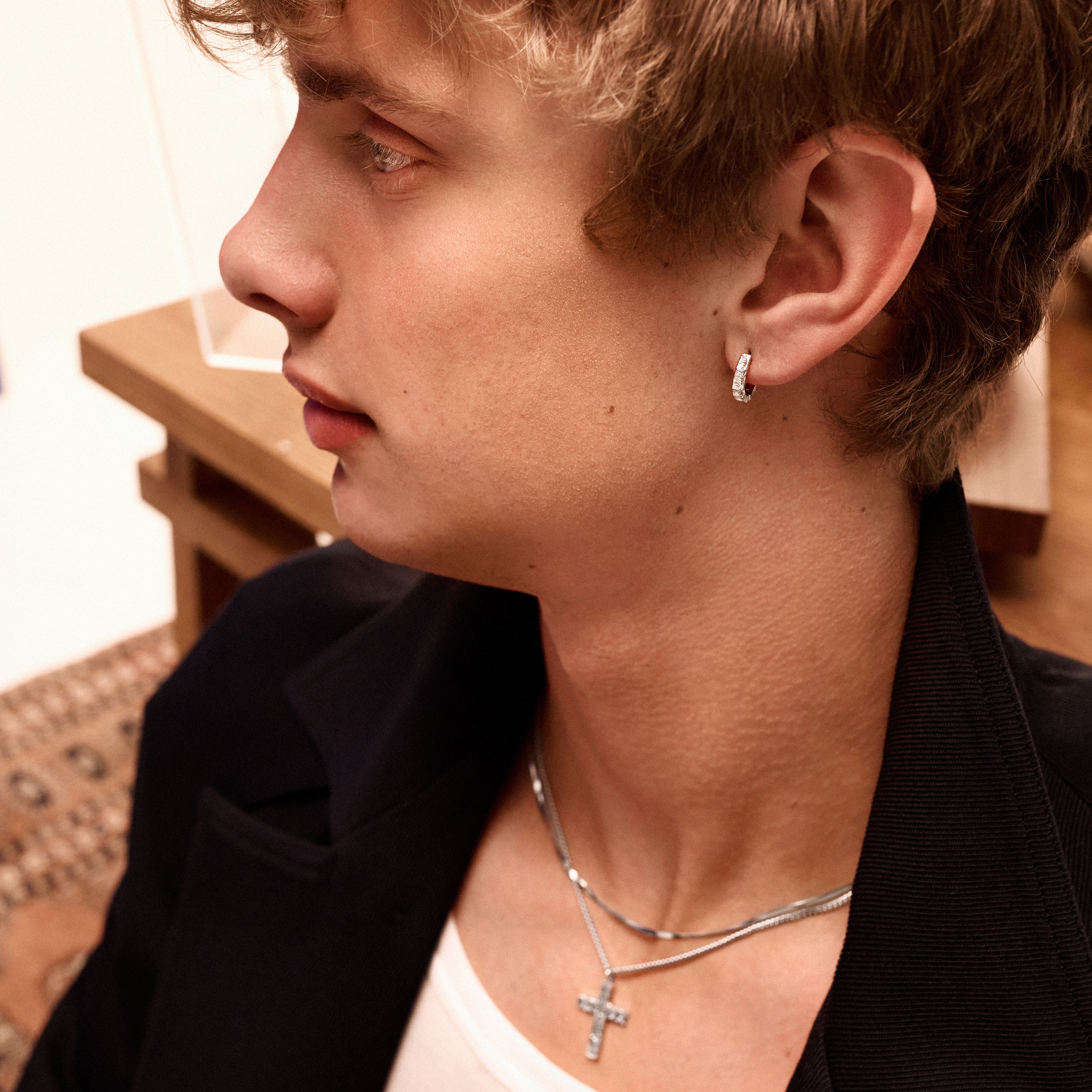 Rustic | 925 Sterling Silber rustikale Creolen-Ohrringe - 4