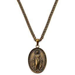 Sanctus | Vintage Χρυσαφί Ατσάλινο Κολιέ Miraculous Medal