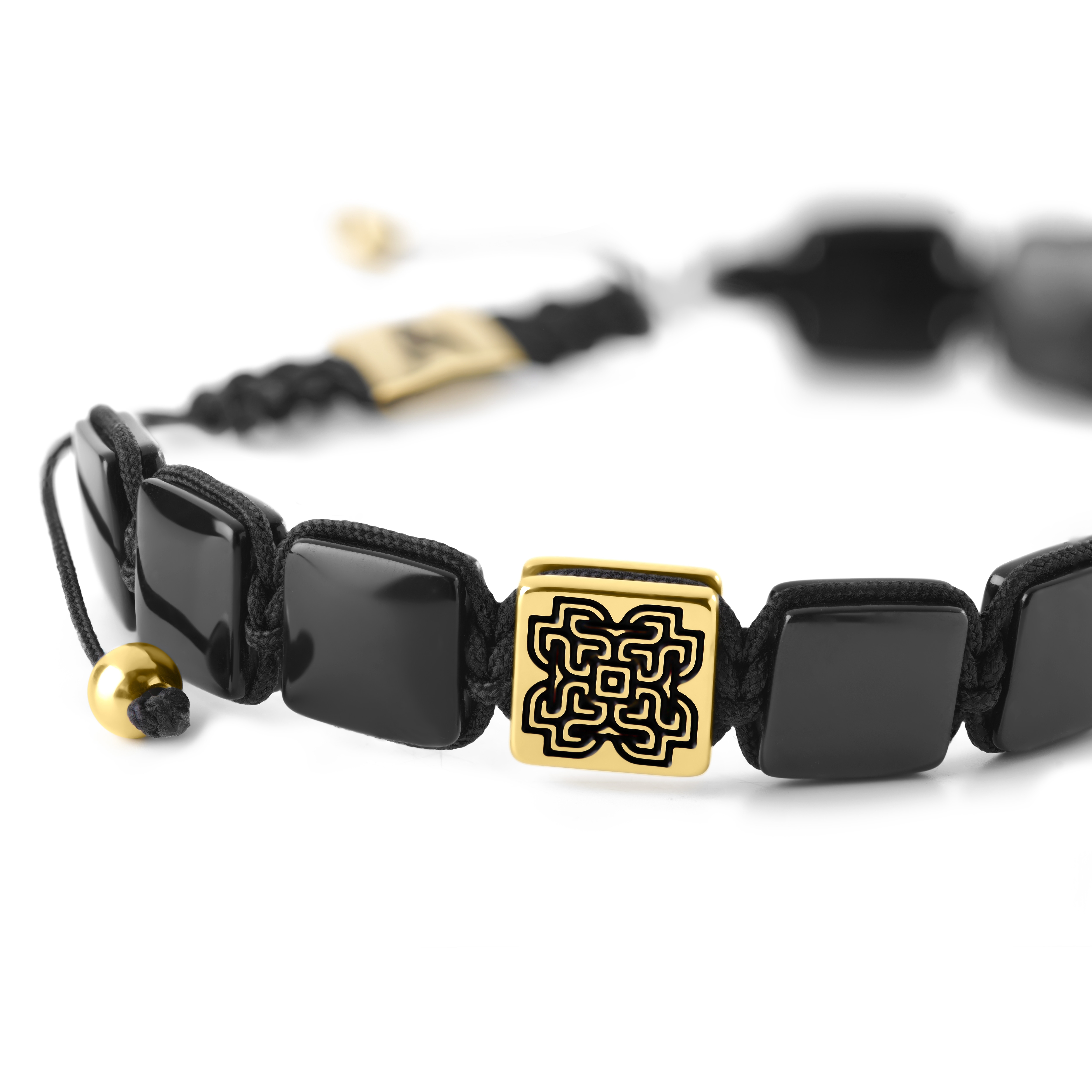 Elysian | Guldfarvet Onyx Flad Perle Armbånd - 3