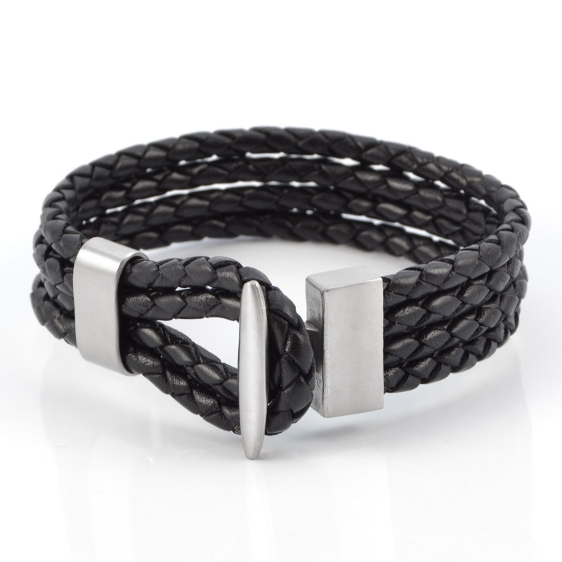 4 Dobbelt Bolo Flettet Læderarmbånd - 3