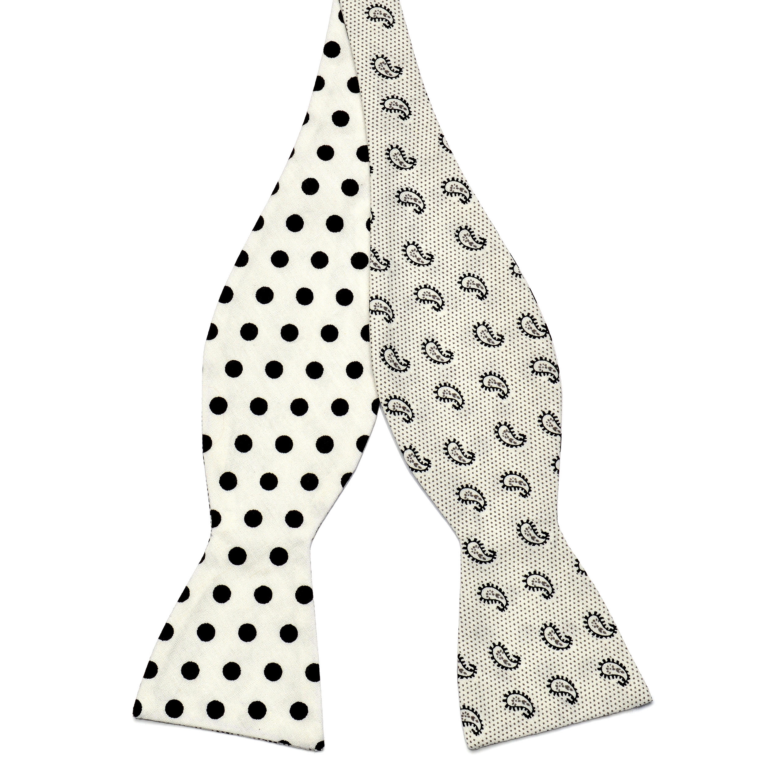 Pajarita para atar reversible de algodón en blanco y negro - 2