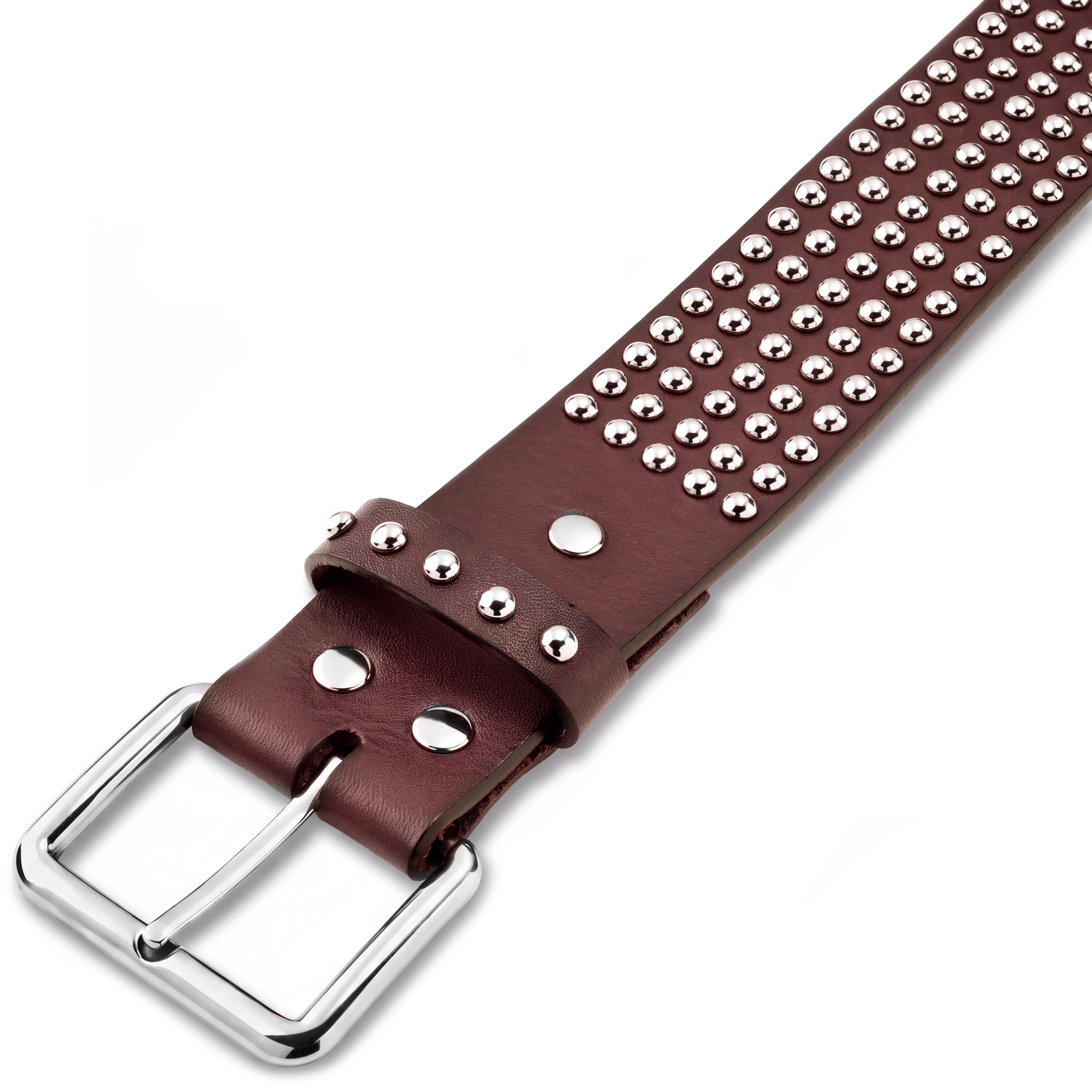 The Intro | Ceinture cloutée Showoff en cuir marron foncé - 6