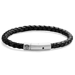 Bolo | Black Leather Rope & Stainless Steel Bracelet