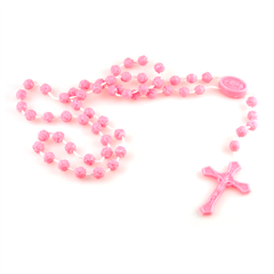 Pink Plastik Rosenkrans Halskæde - 1