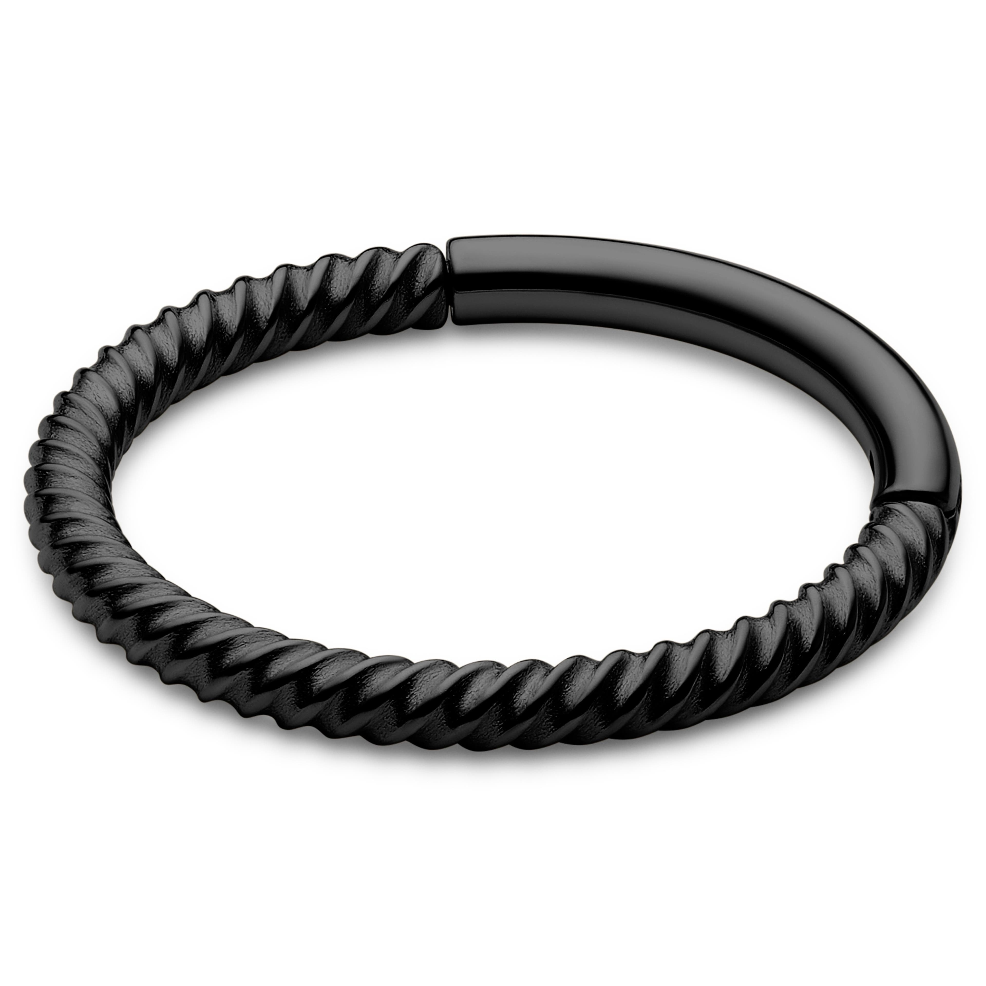 Piercing anneau fil torsadé en acier chirurgical noir 10 mm