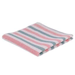 Baby Blue, Pink & White Striped Cotton & Flax Pocket Square